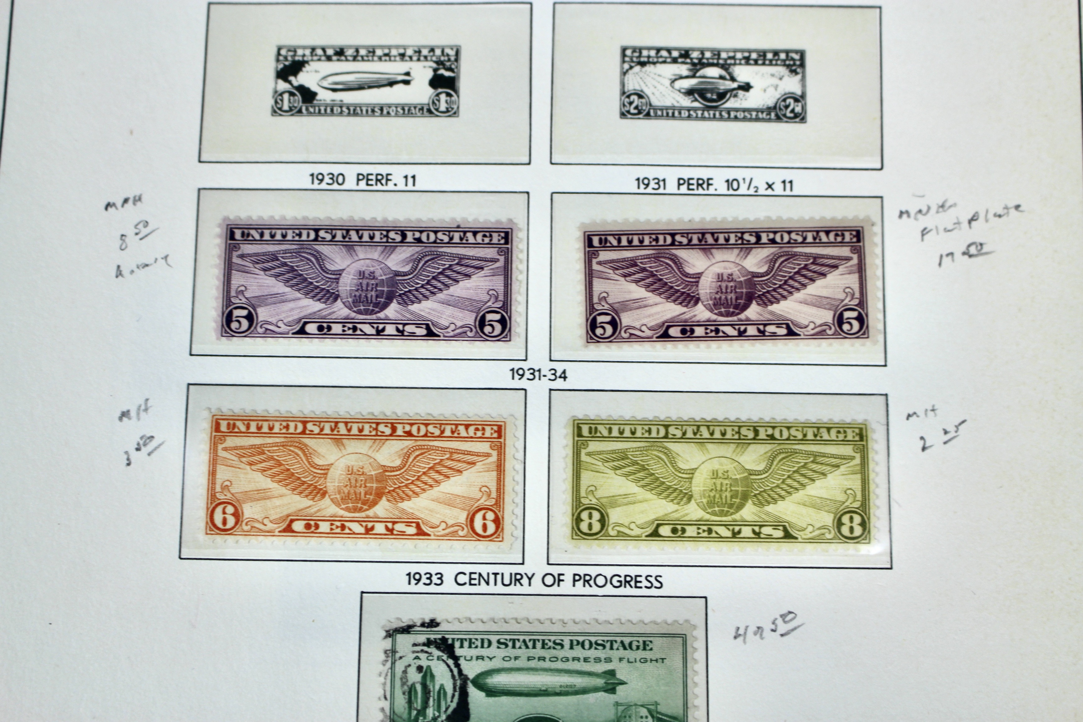 U.S. Air Mail Postage Stamp Collection, 1918 to 1967, Including C1 to 3 and C18