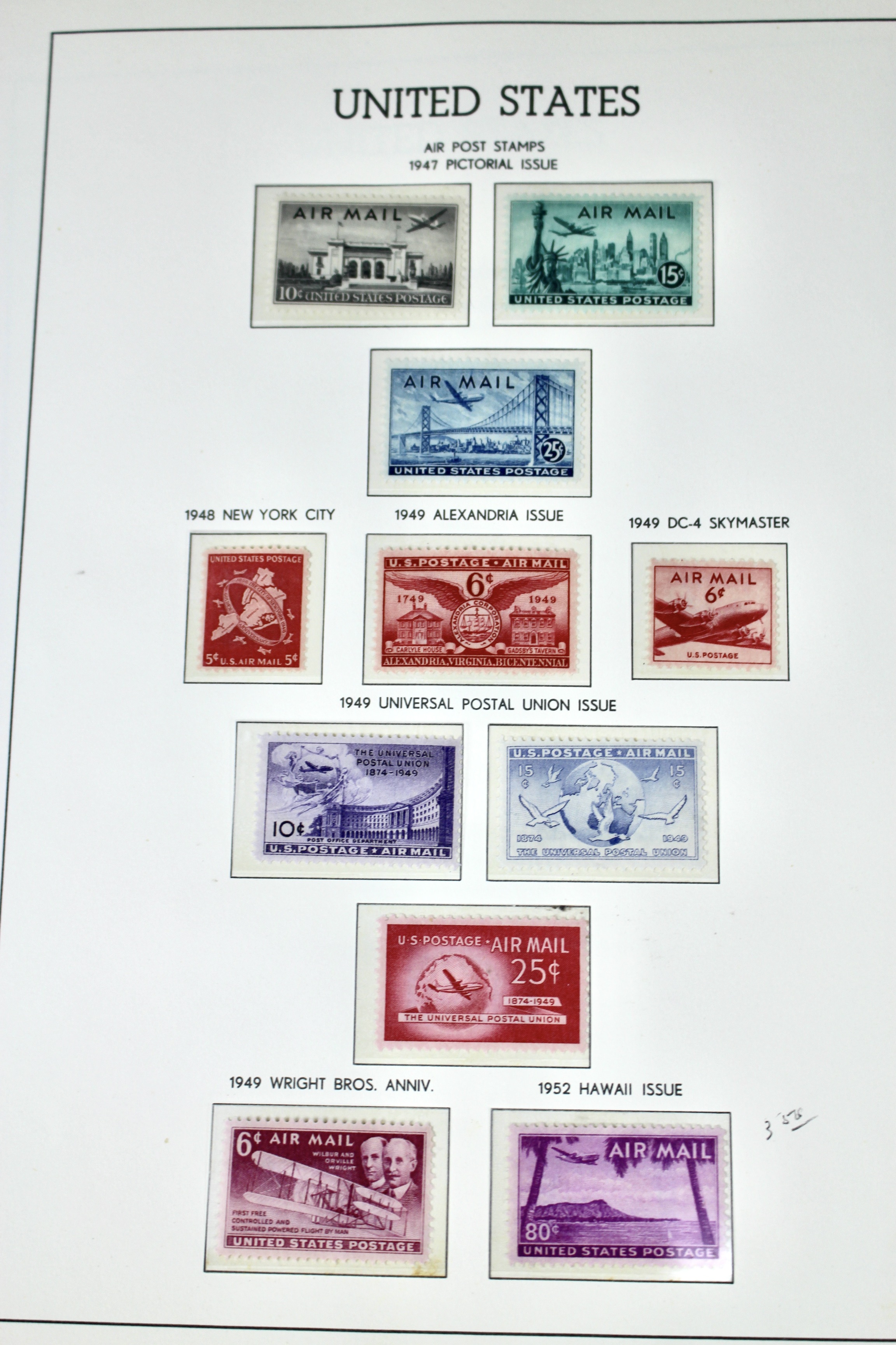 U.S. Air Mail Postage Stamp Collection, 1918 to 1967, Including C1 to 3 and C18