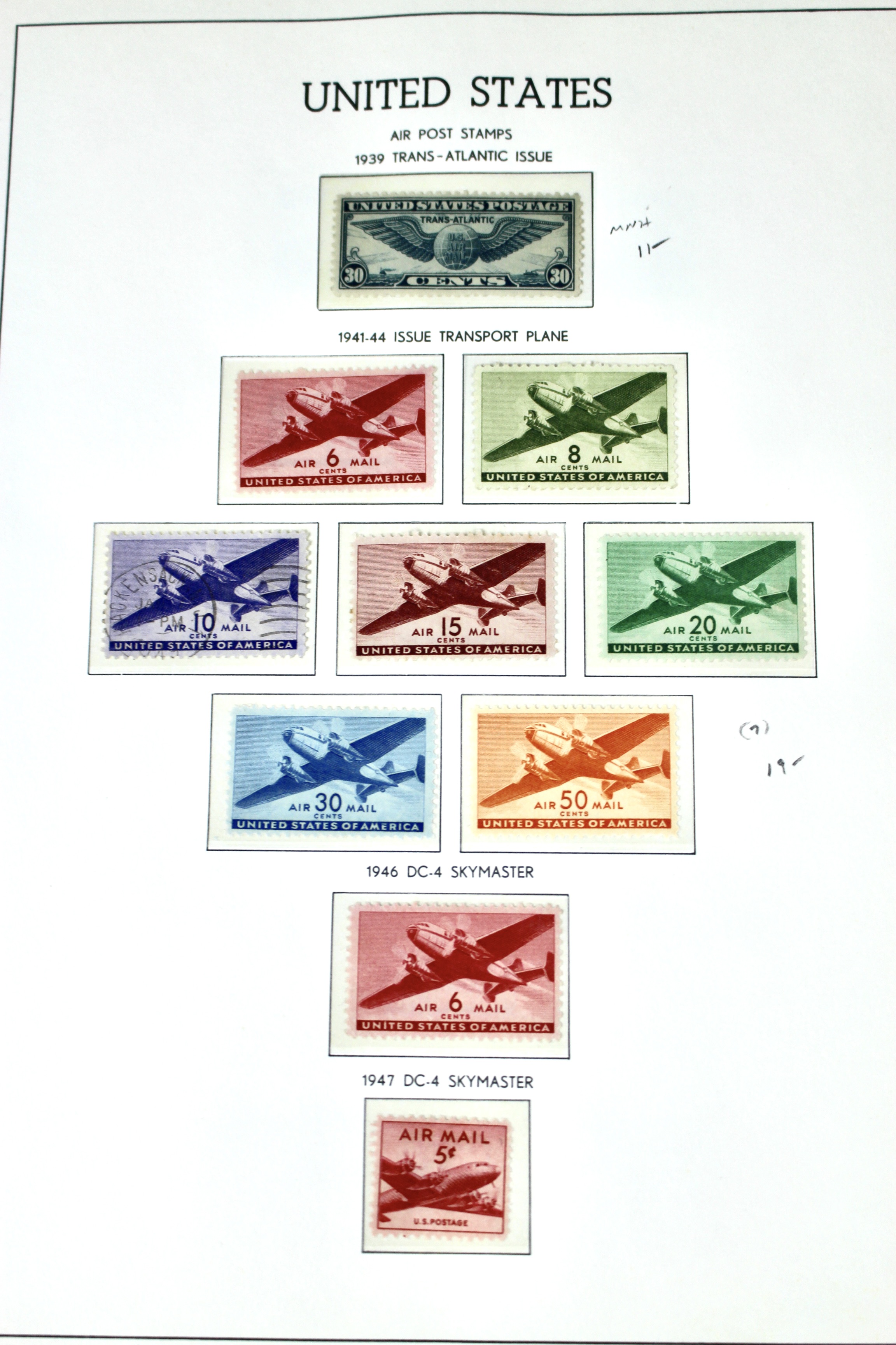 U.S. Air Mail Postage Stamp Collection, 1918 to 1967, Including C1 to 3 and C18