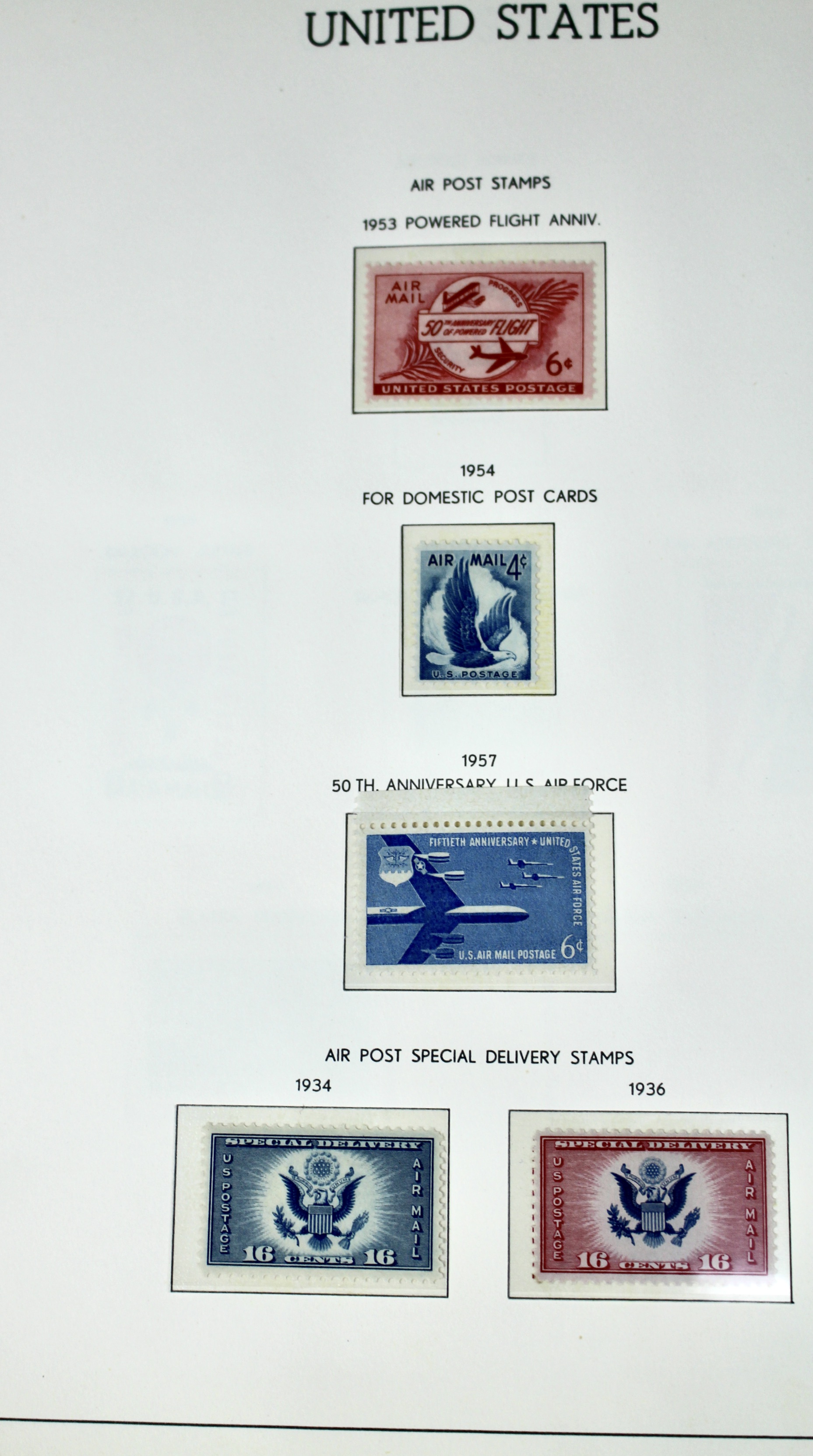U.S. Air Mail Postage Stamp Collection, 1918 to 1967, Including C1 to 3 and C18