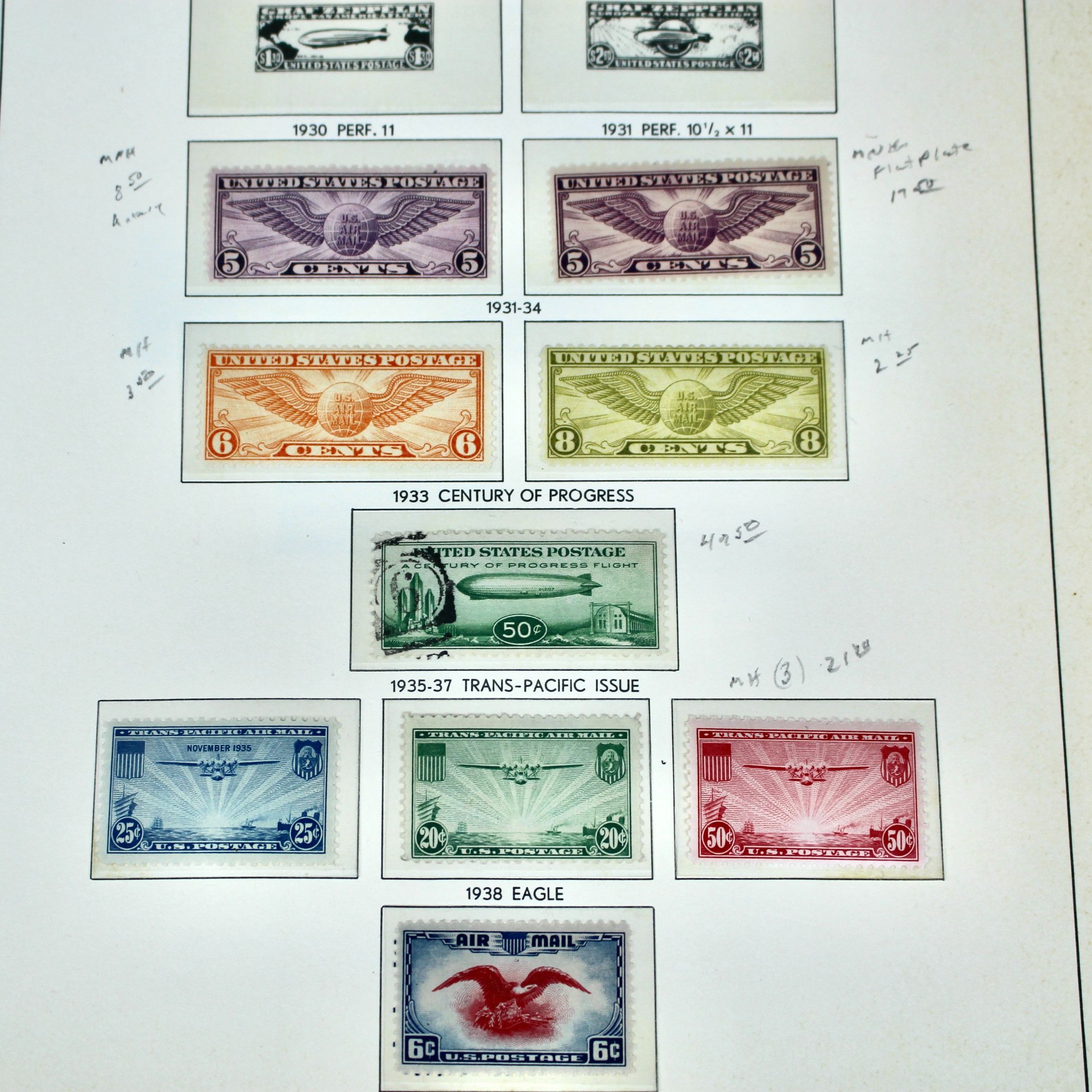 U.S. Air Mail Postage Stamp Collection, 1918 to 1967, Including C1 to 3 and C18
