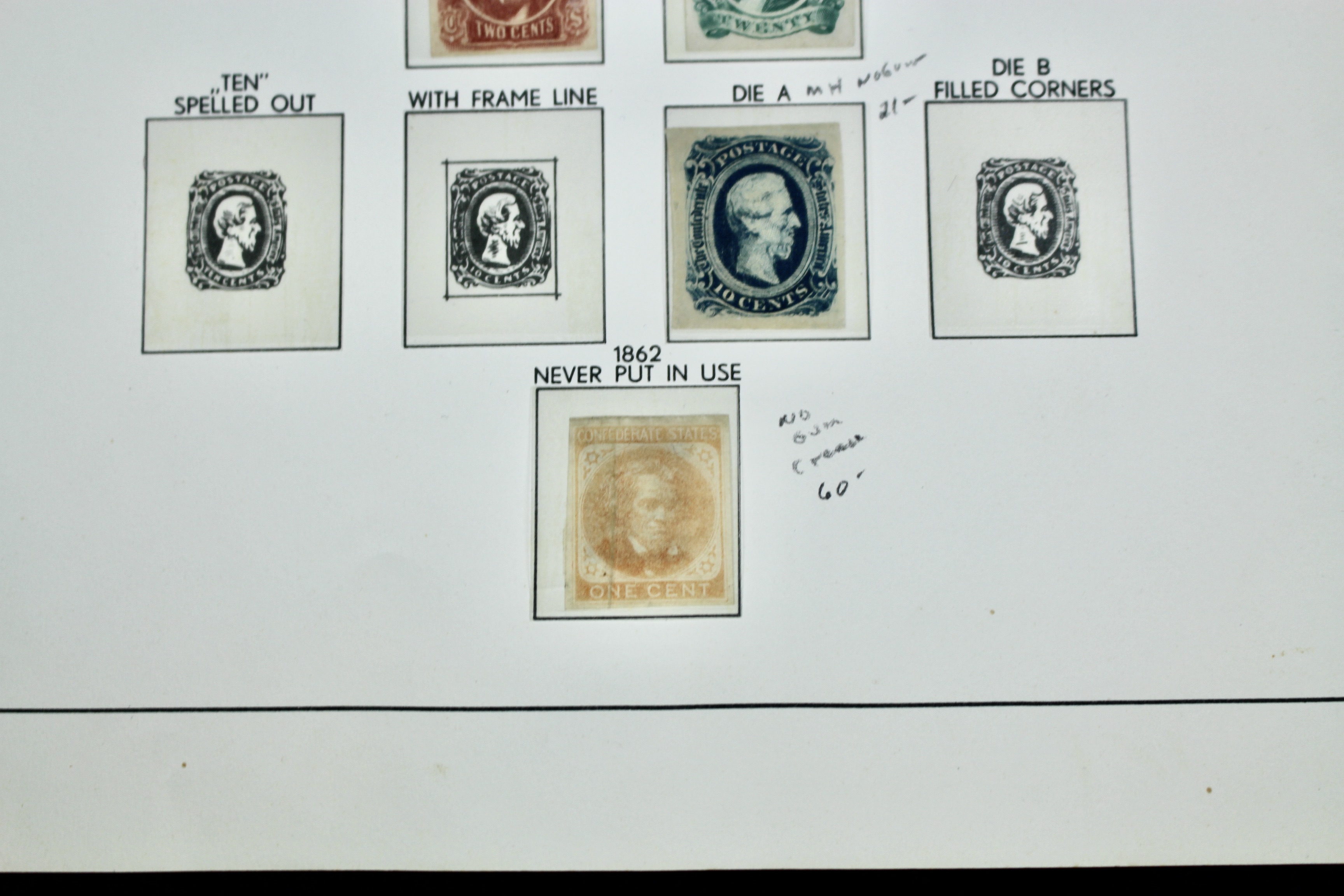 Six Different Confederate States Postage Stamps and Two Different Local Stamps