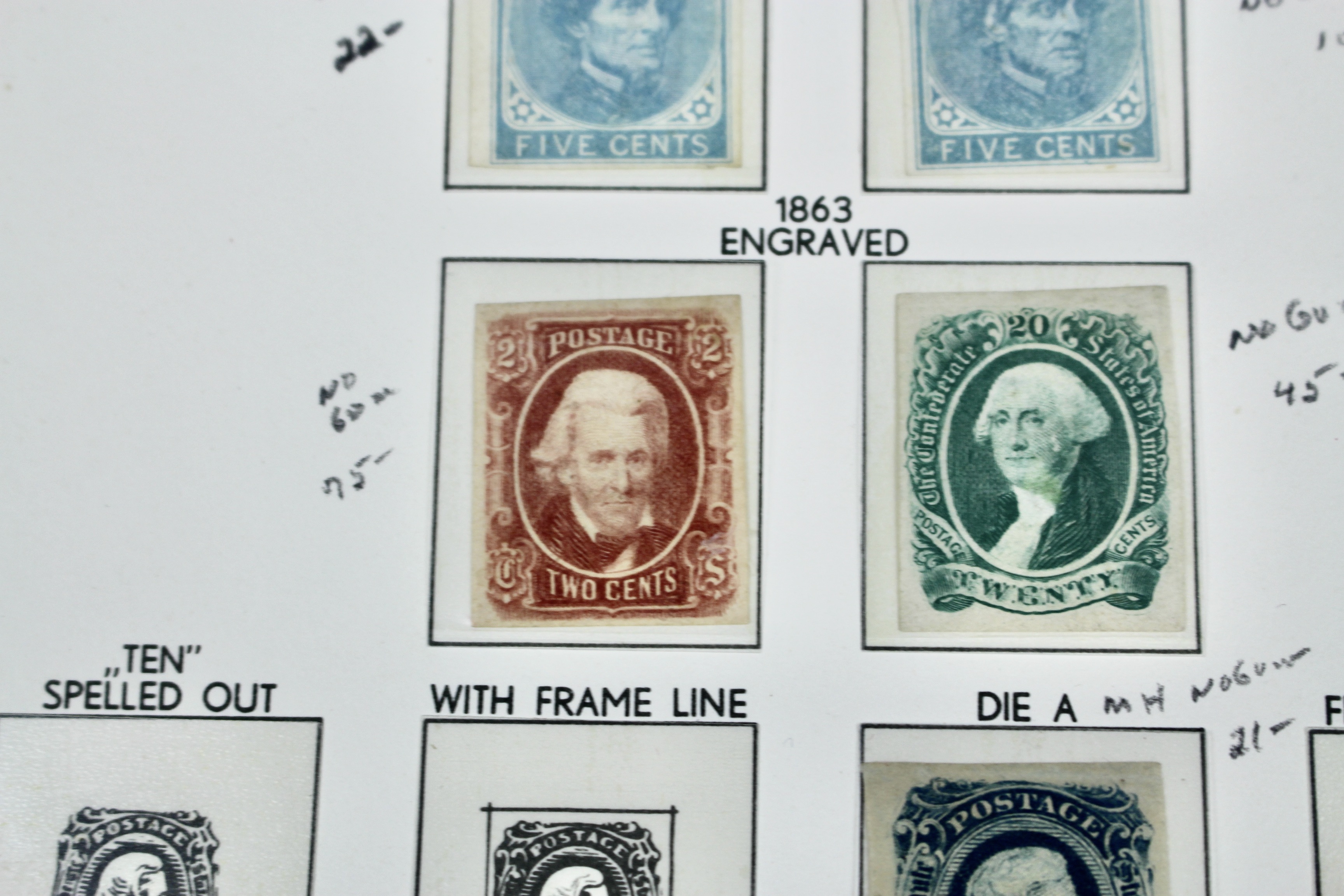 Six Different Confederate States Postage Stamps and Two Different Local Stamps