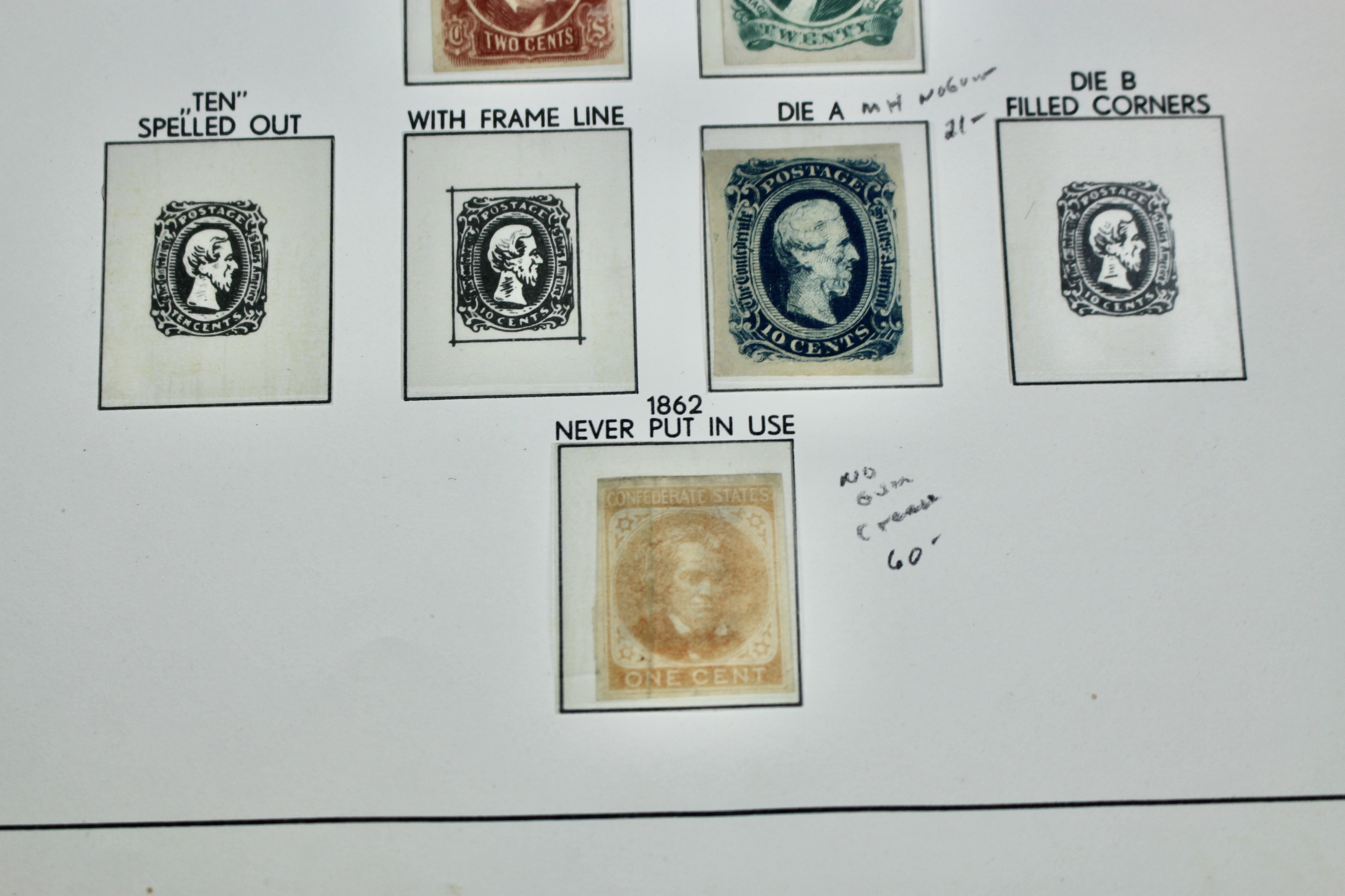 Six Different Confederate States Postage Stamps and Two Different Local Stamps