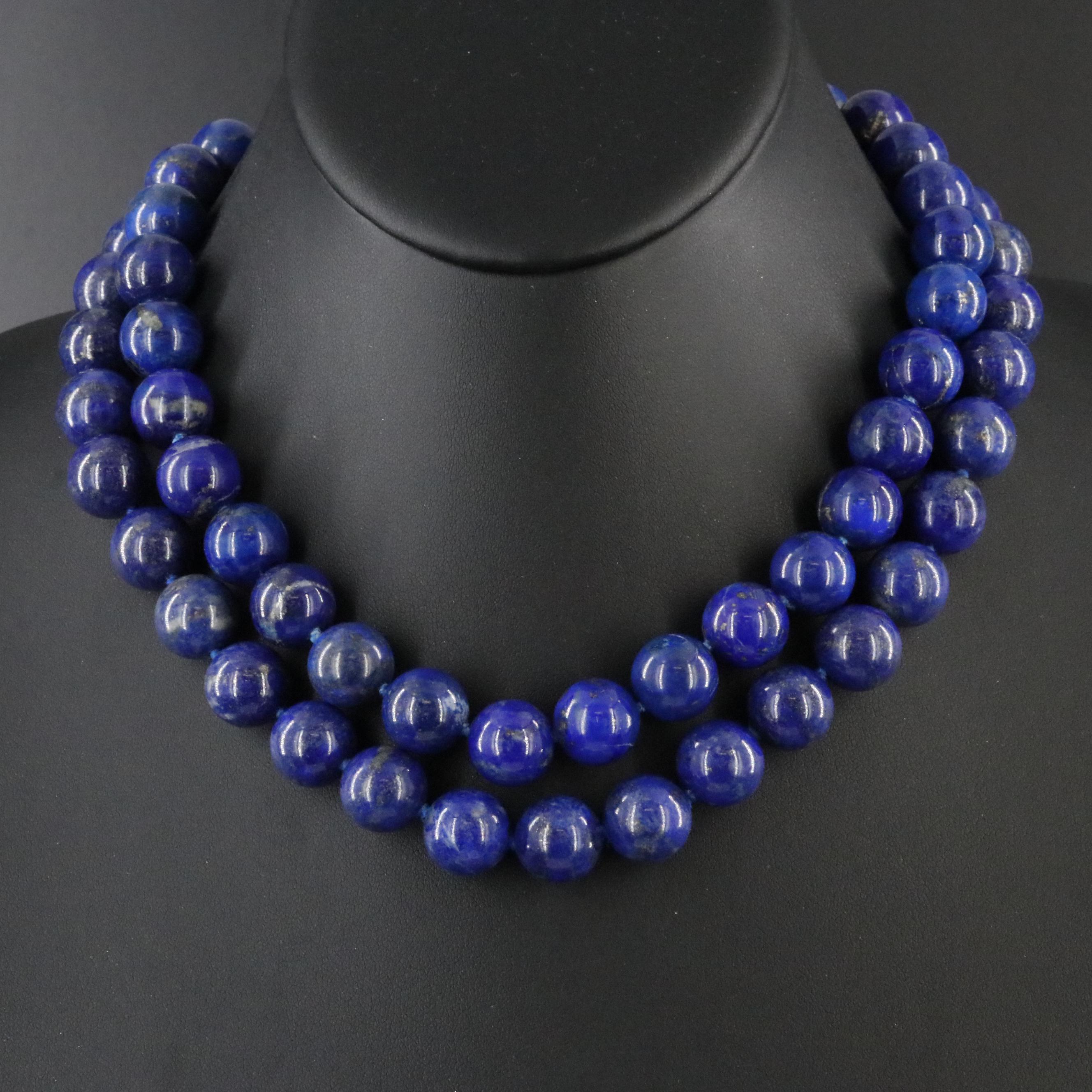Lapis Lazuli Bead Necklaces with Sterling Clasps