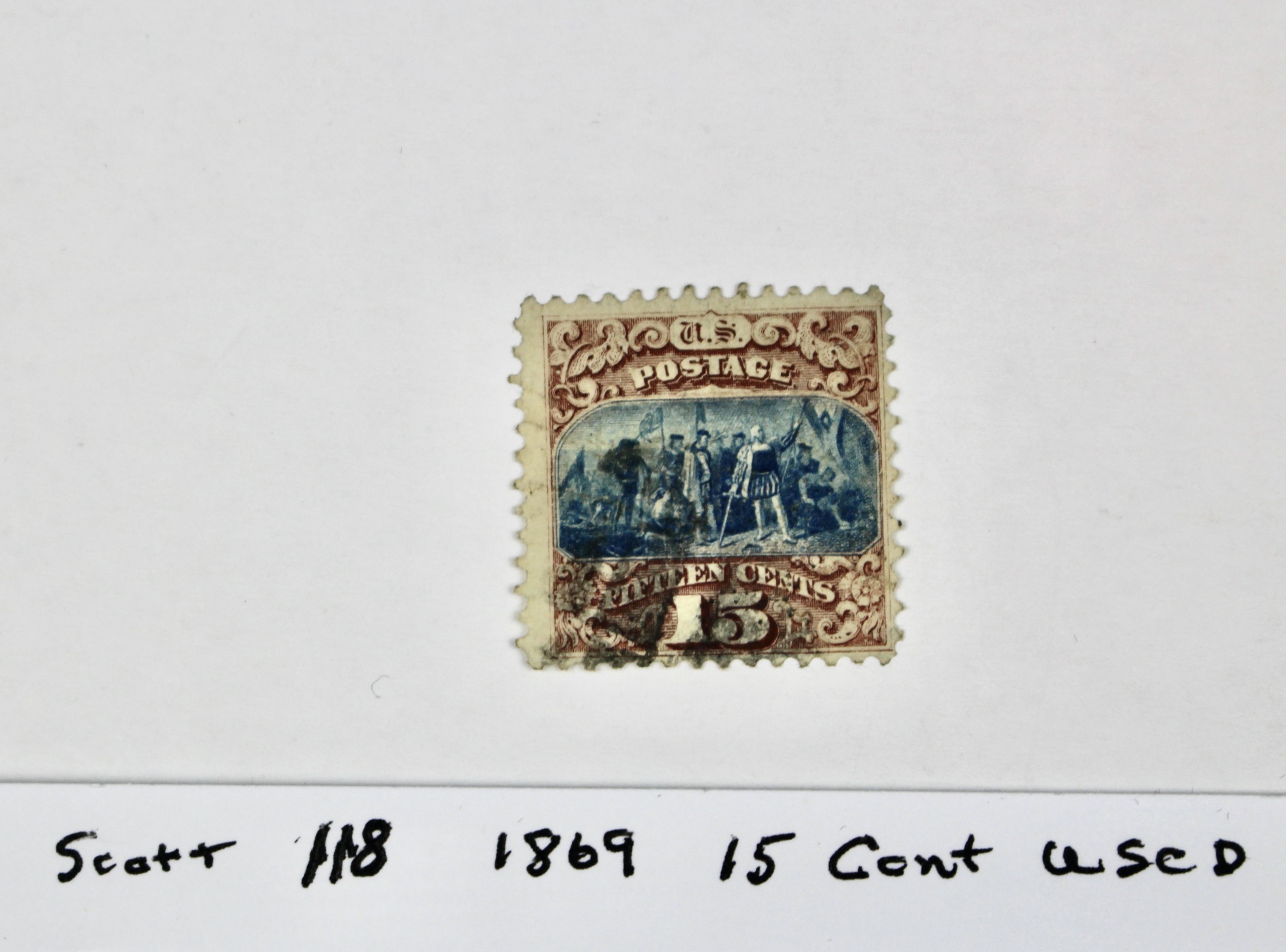 1869 15-Cent Pictorial Postage Stamp, Scott 118