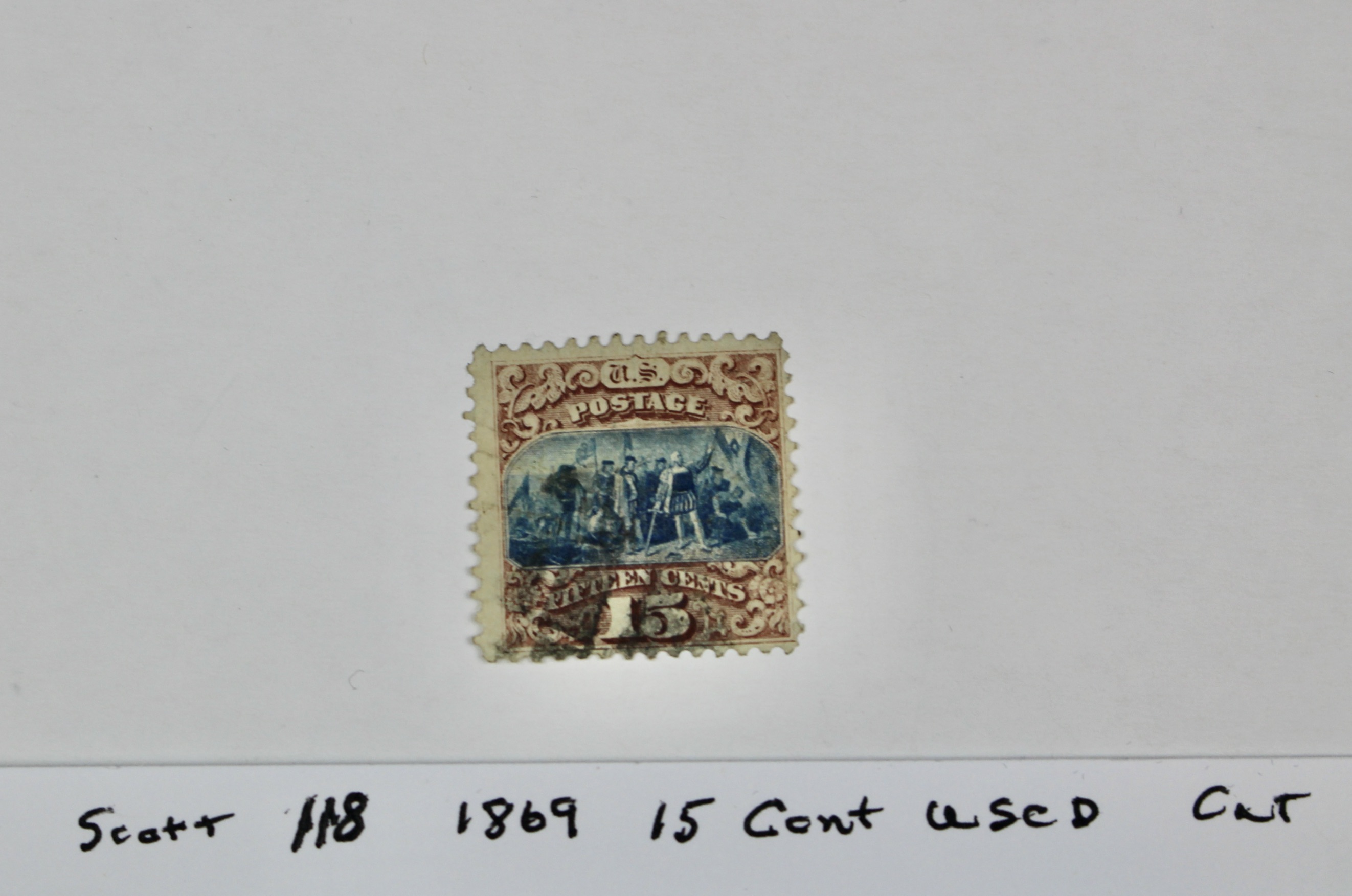 1869 15-Cent Pictorial Postage Stamp, Scott 118