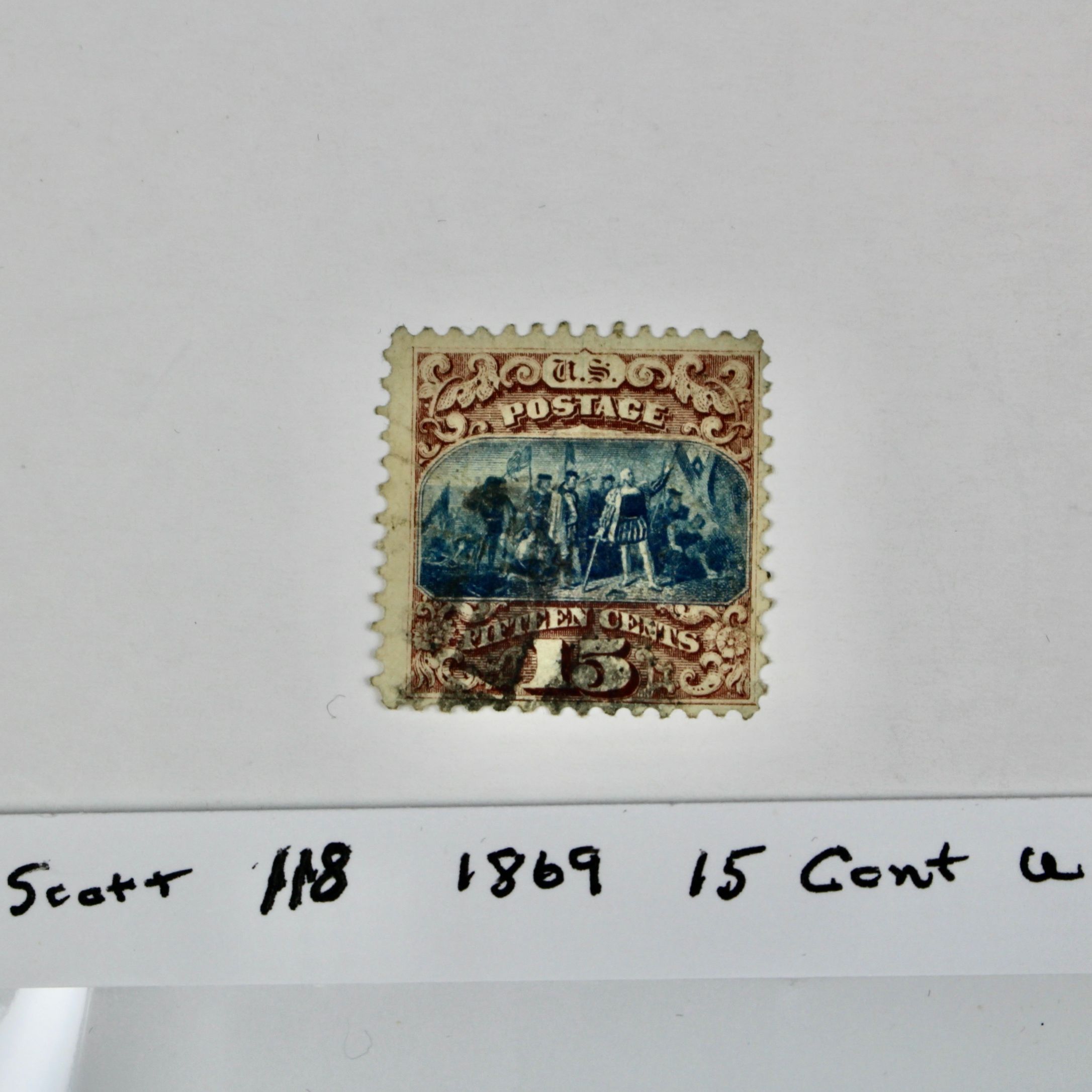 1869 15-Cent Pictorial Postage Stamp, Scott 118