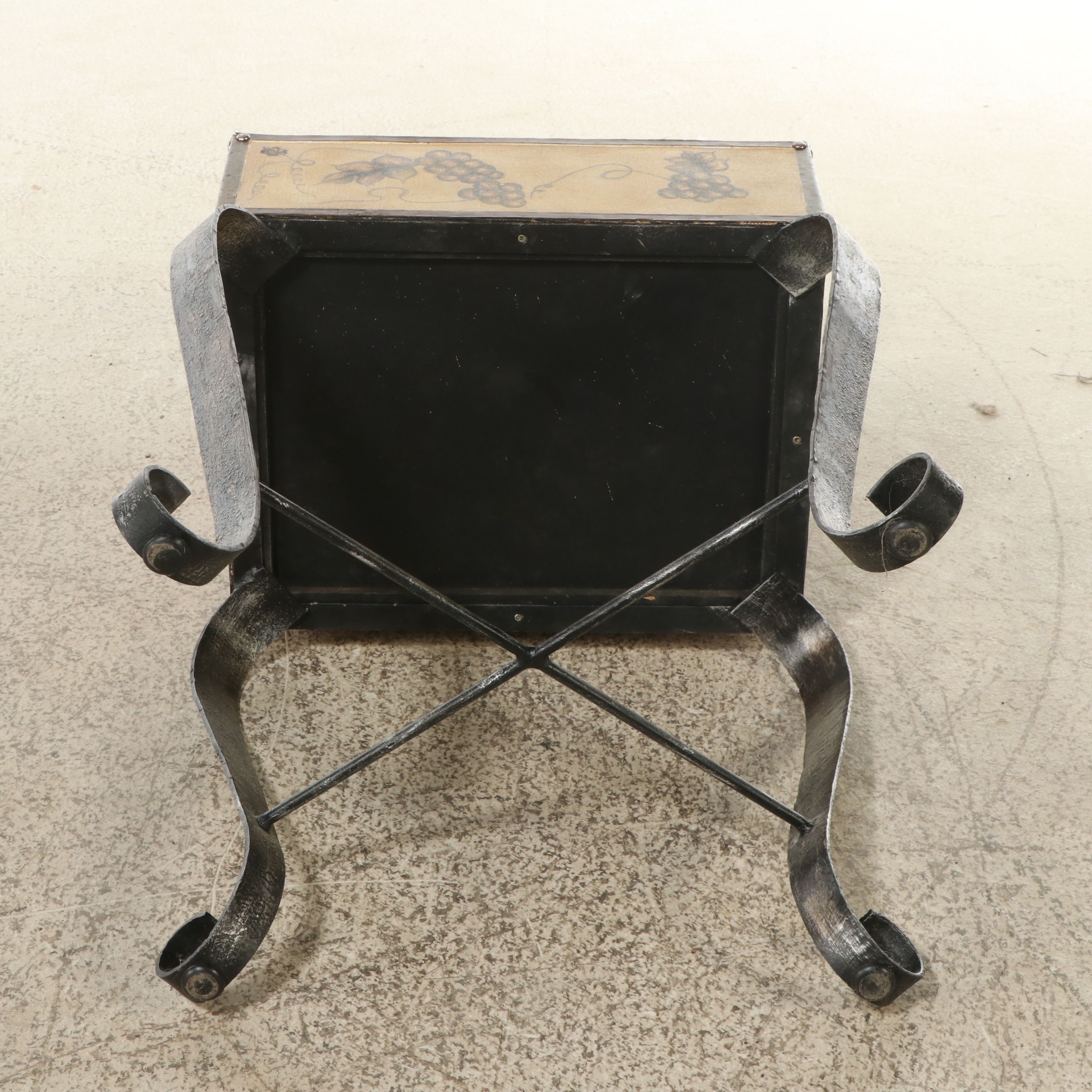 Painted Canvas Chest on Wrought Iron Frame