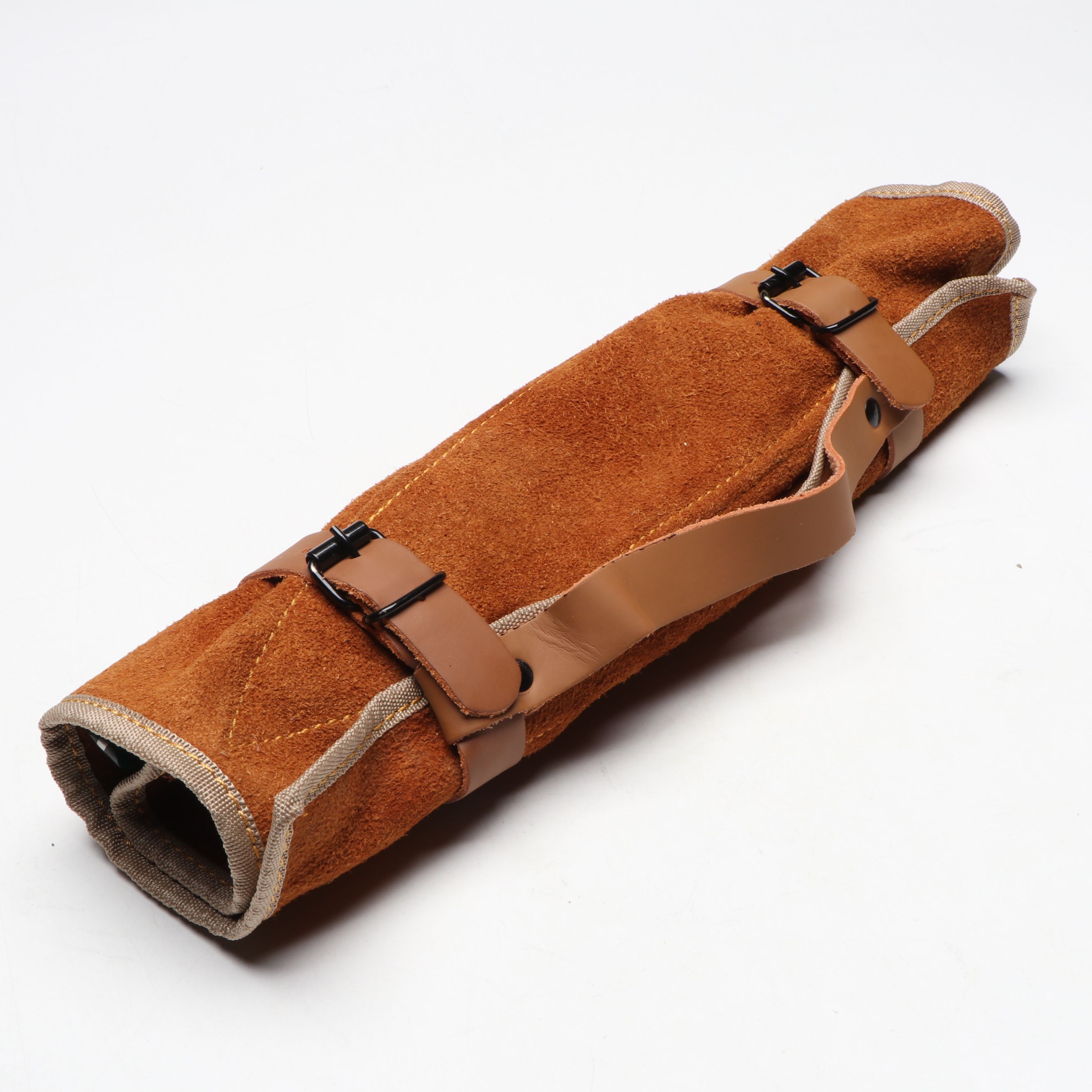 Damascus Steel and Marbled Handled Chef's Knife Set in Suede Leather Roll