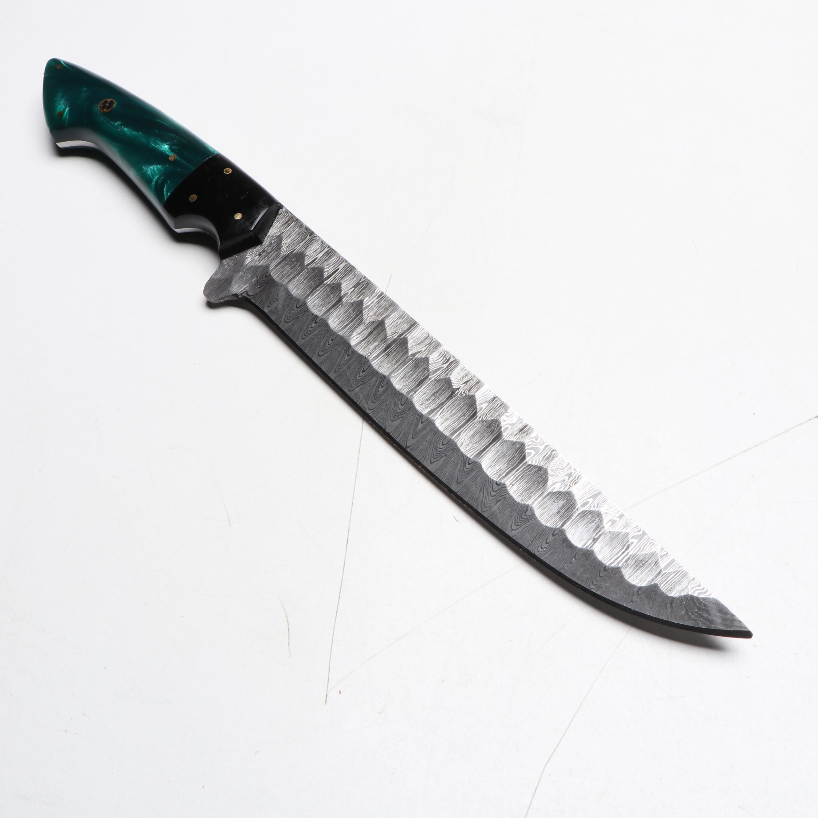 Damascus Steel and Marbled Handled Chef's Knife Set in Suede Leather Roll