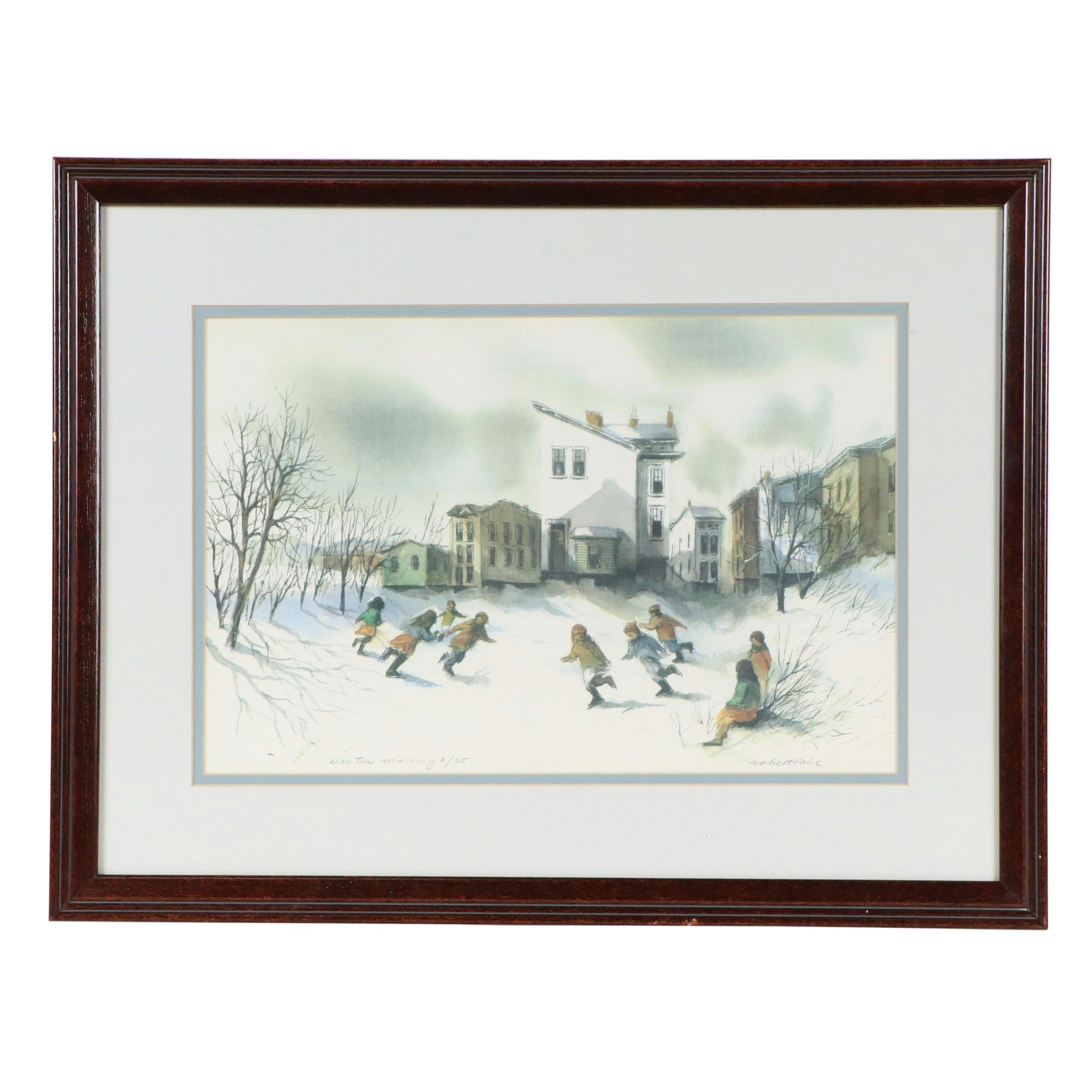 Roberto Fabe Offset Lithograph "Winter Morning," Mid to Late 20th Century
