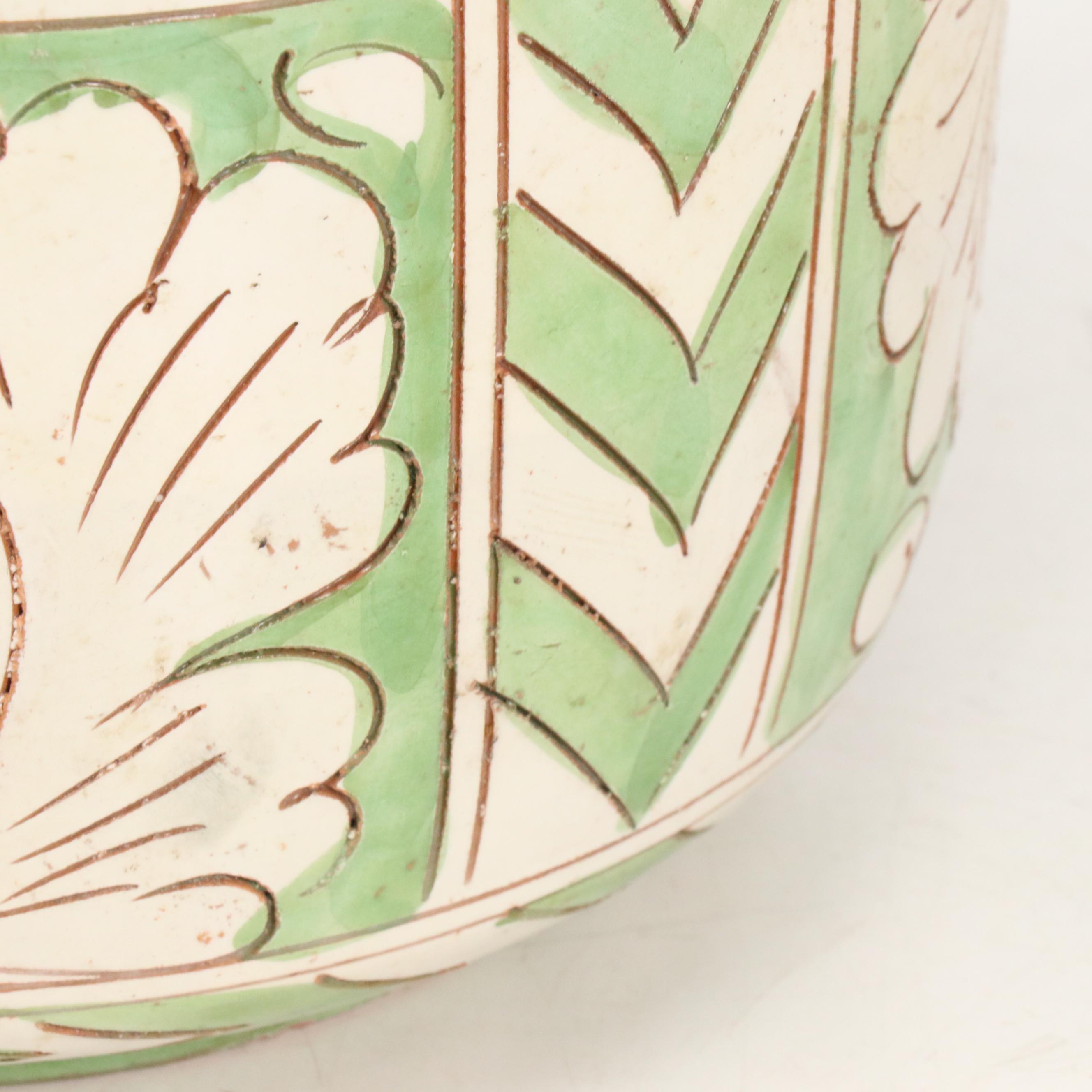 Italian Green and White Ceramic Planter