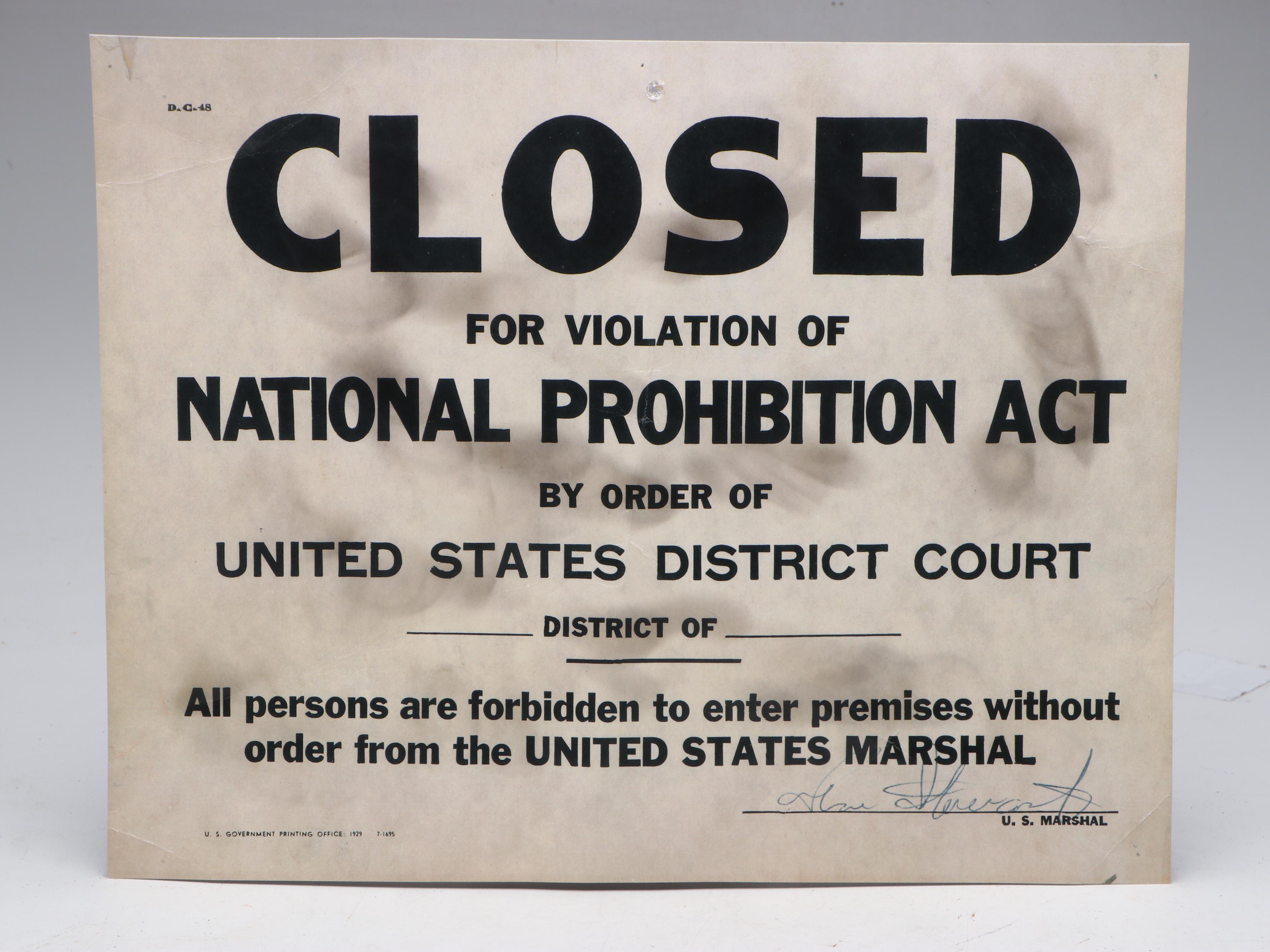 Prohibition Style Whisky Prescription Form with Reproduction Sign