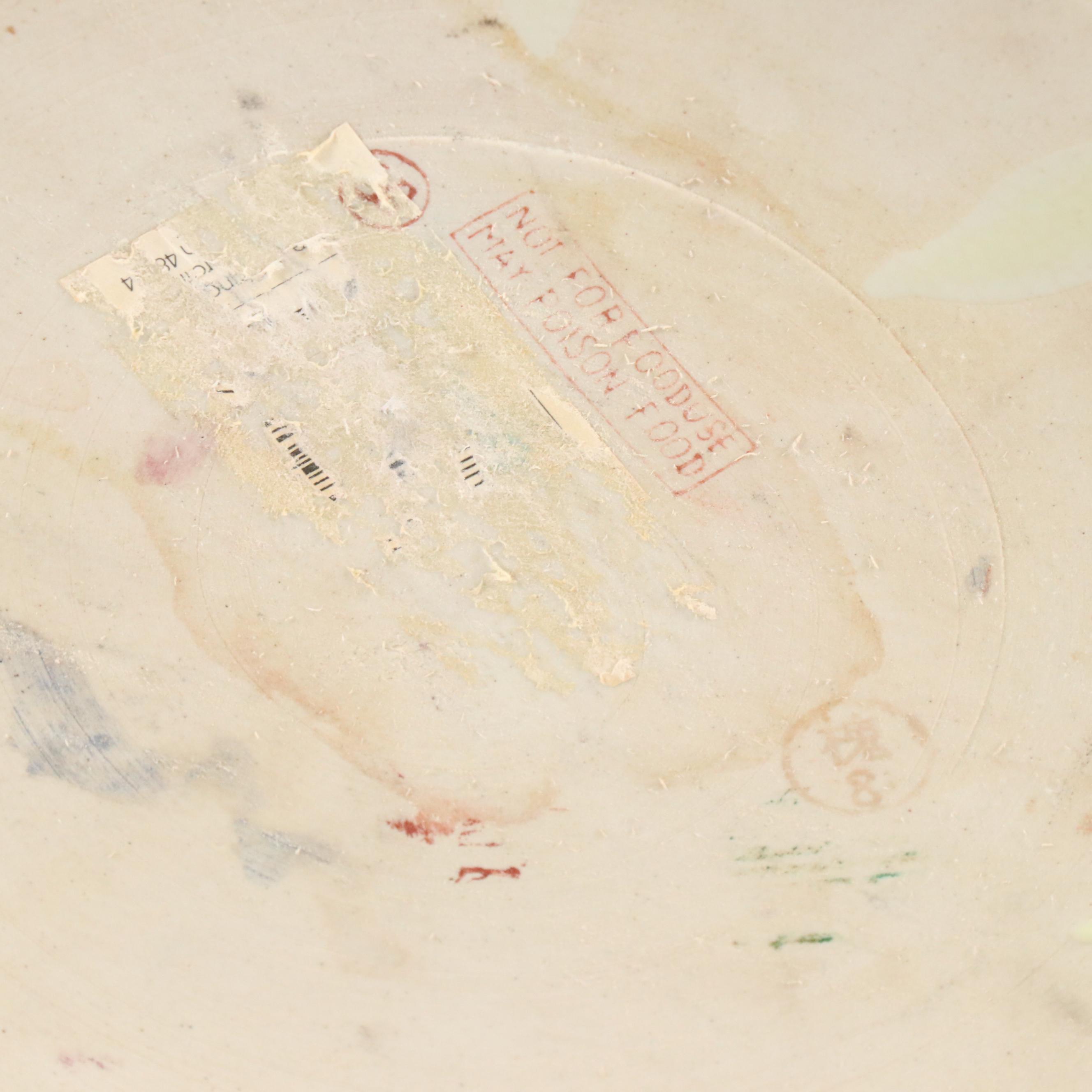 Chinese Satsuma Porcelain Planter with Wooden Stand