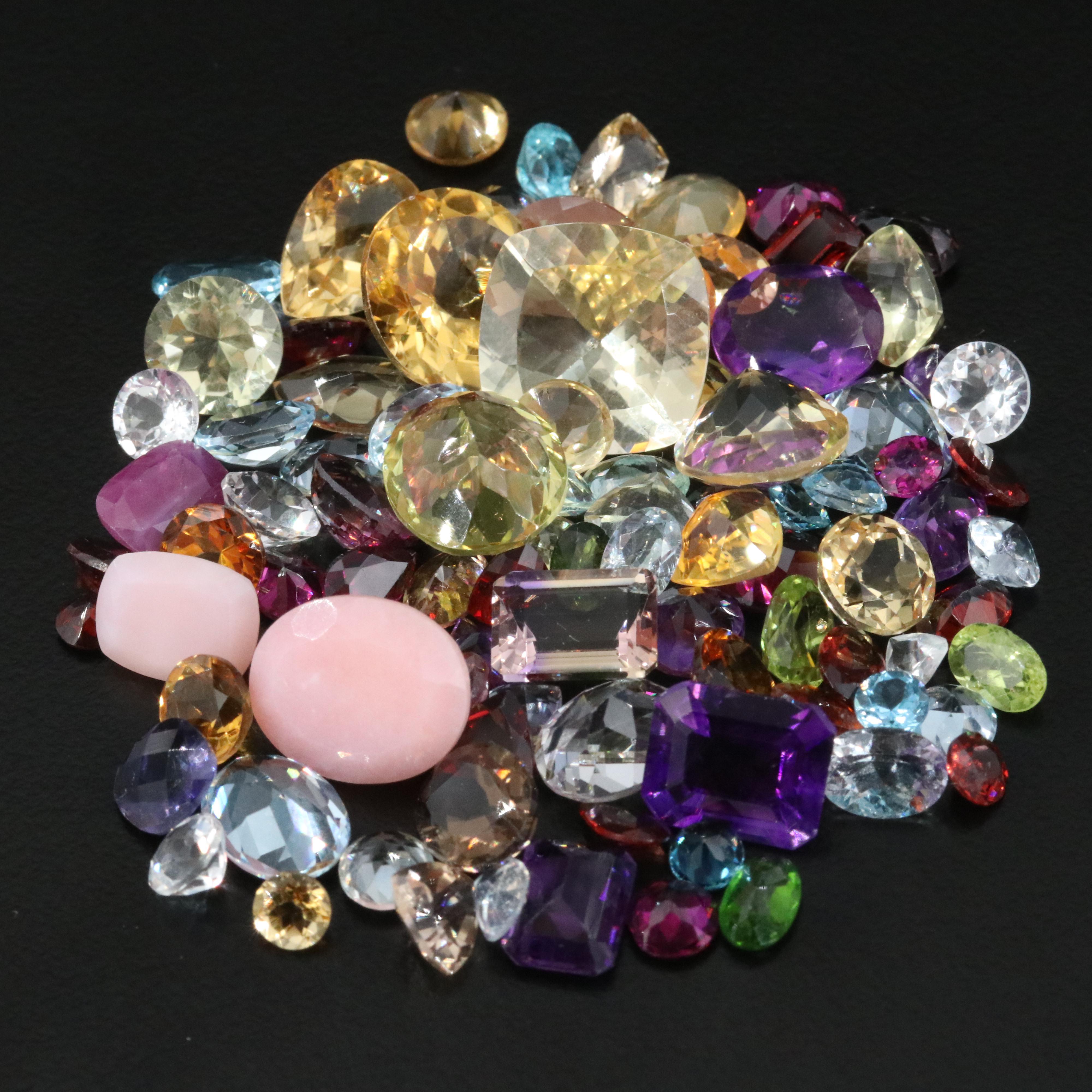 Loose 99.01 CTW Gemstones Featuring Citrine, Amethyst and Labradorite