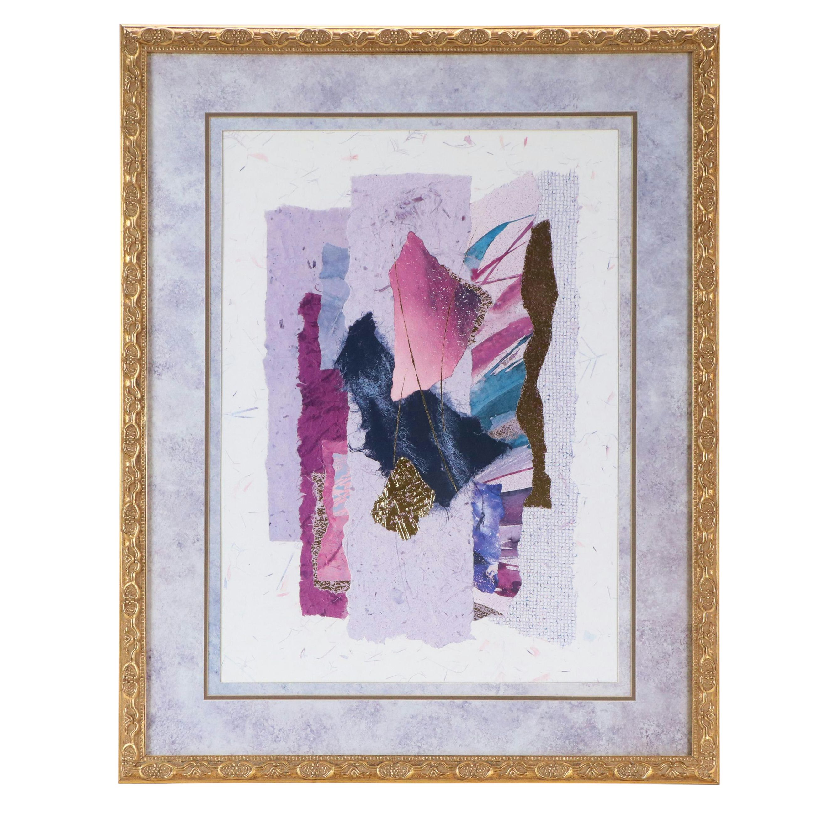Abstract Purple and Gold Offset Lithograph, Late 20th Century