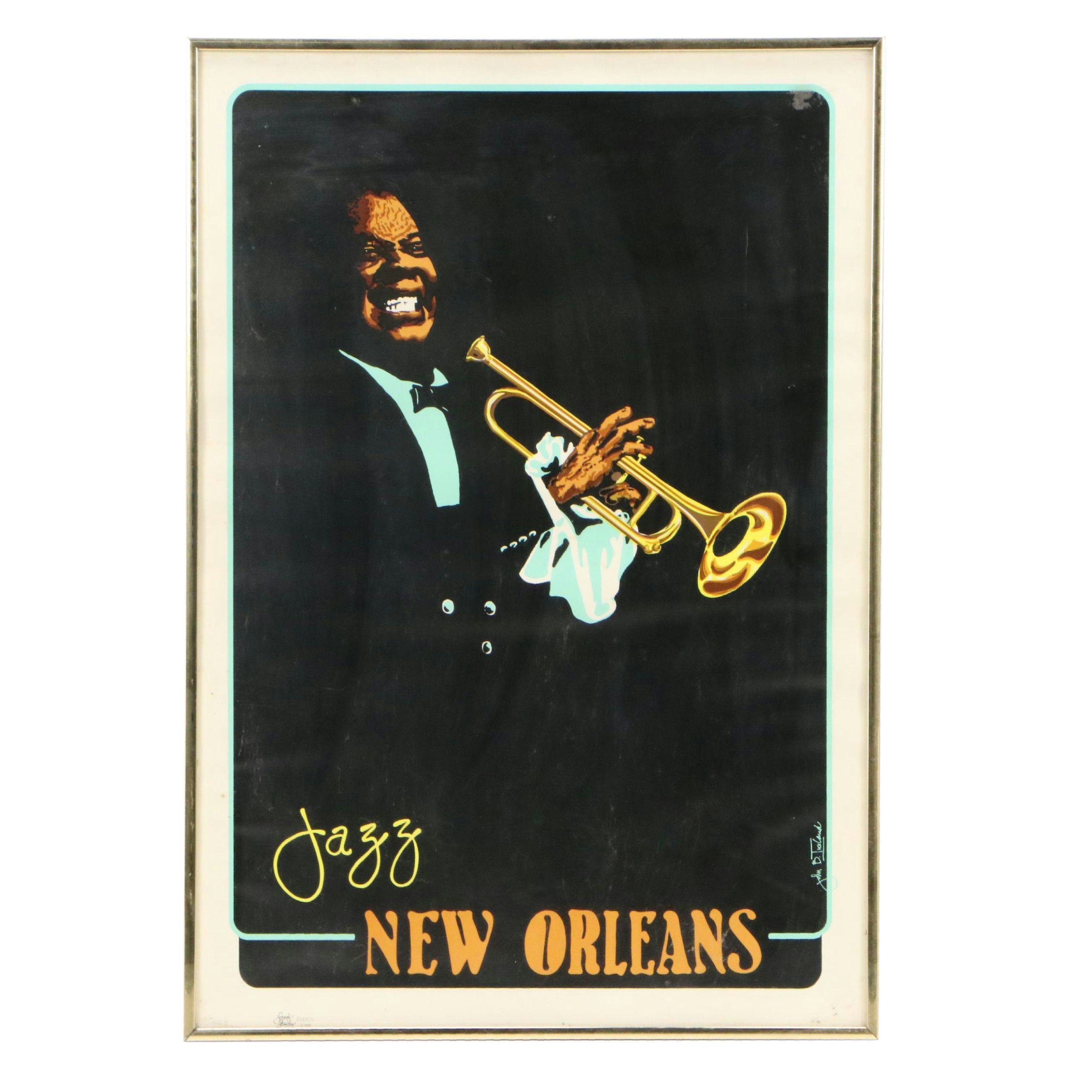 Louis Armstrong New Orleans Jazz Serigraph After John B. Ireland, 1978