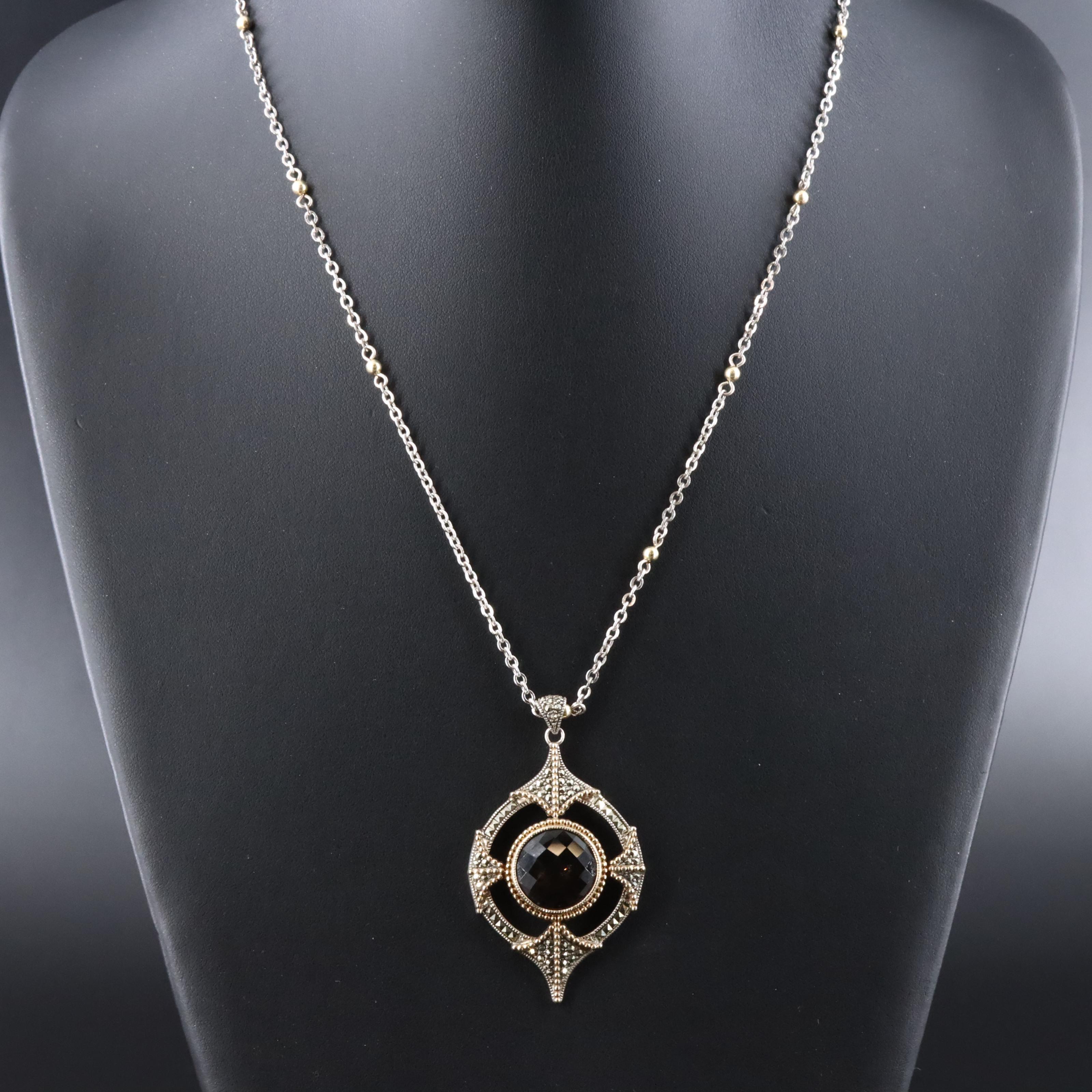 Judith Jack Sterling Ametrine and Marcasite Pendant Necklace