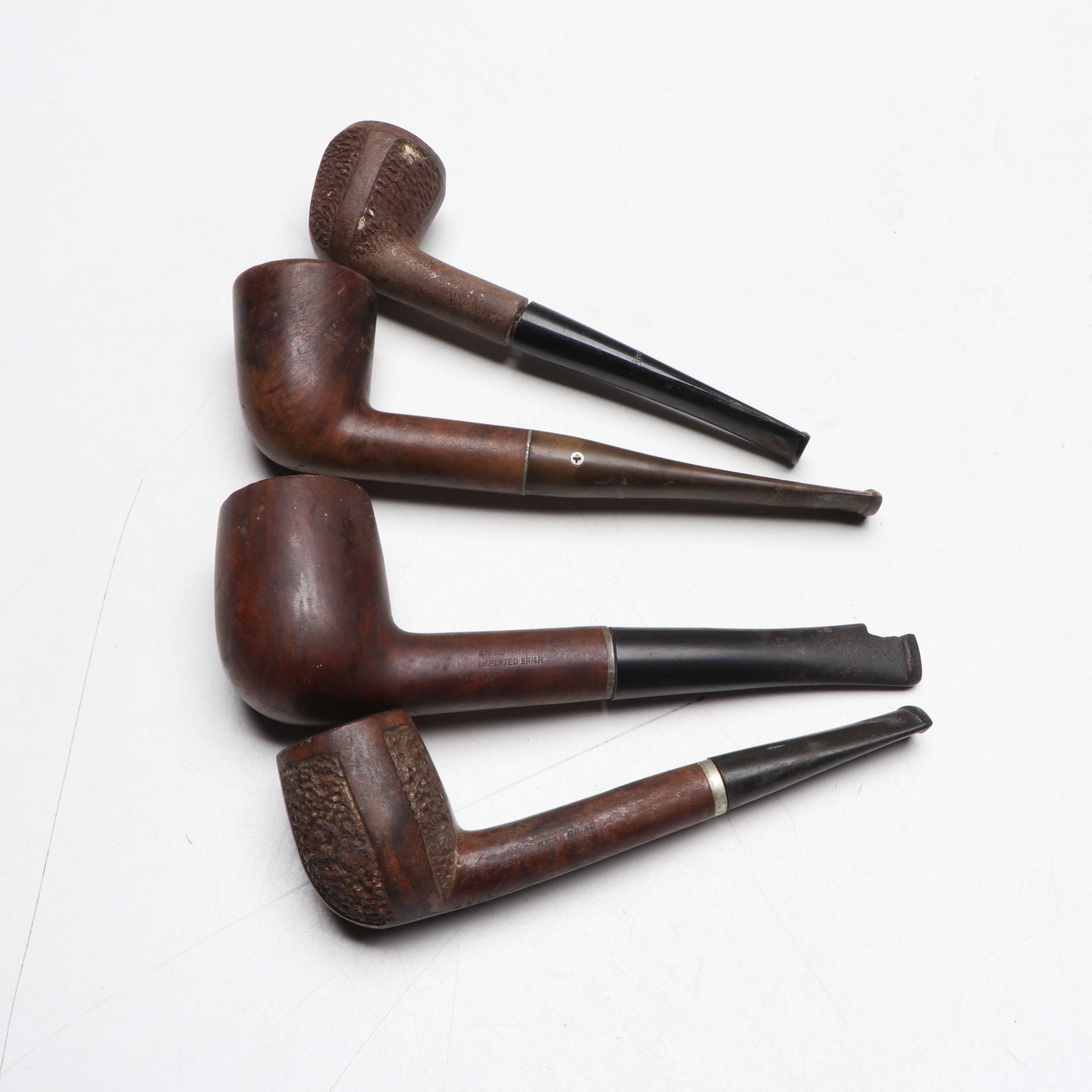 Falcon Radiator Pipe, and Burl, Meerschaum, Corncob Pipes with Stands