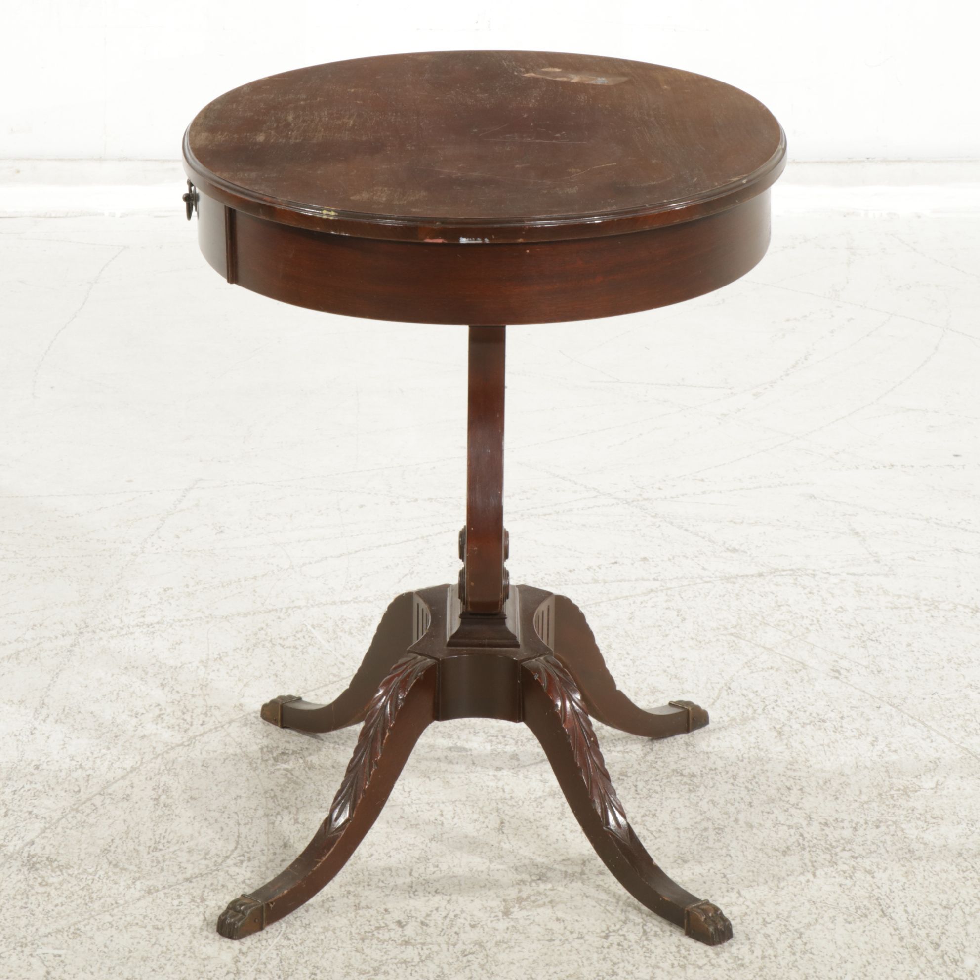Mersman Regency Style Mahogany Oval Lyre-Base Side Table, Mid-20th Century