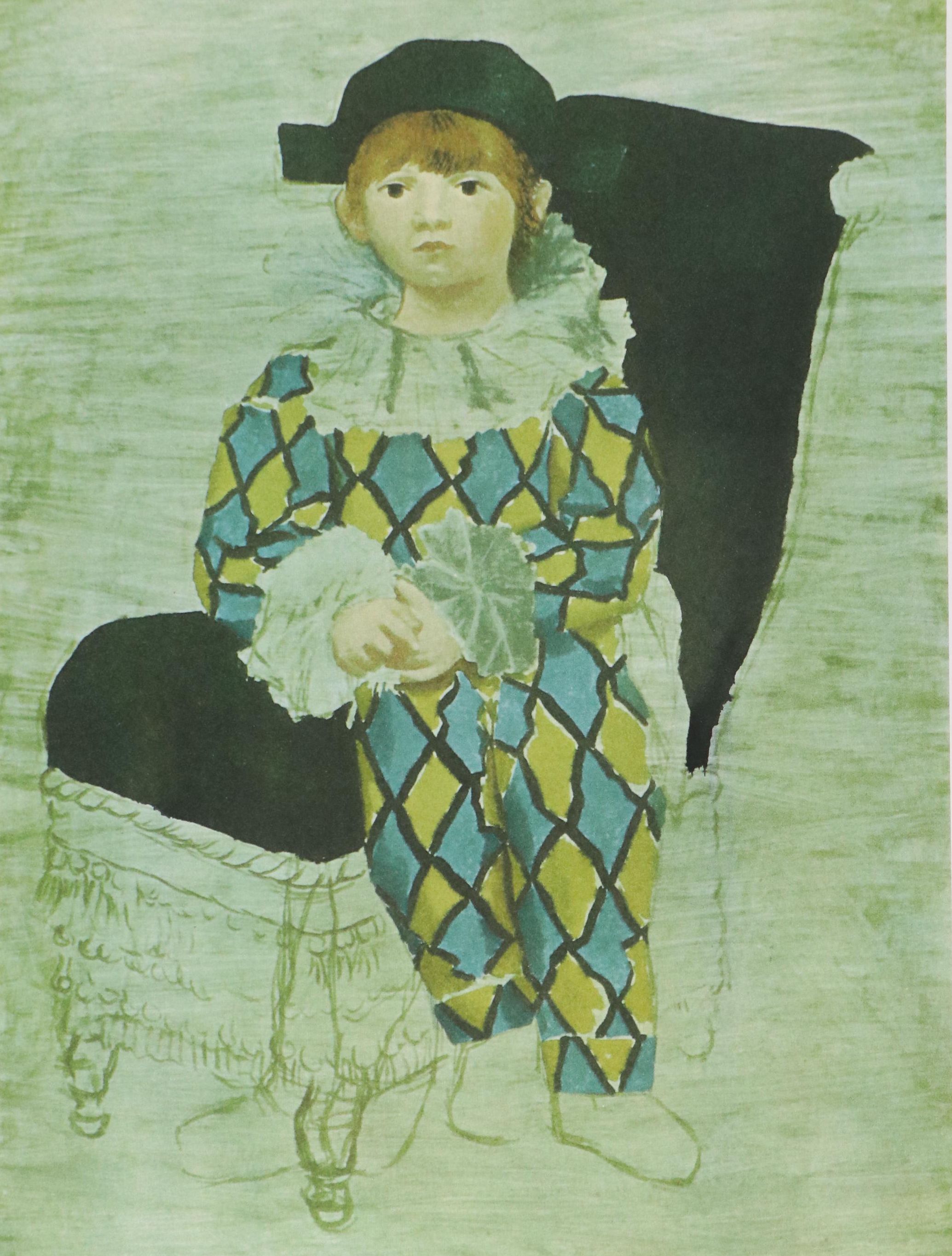 After Pablo Picasso Chromolithograph "Paul en Arlequin," 1994