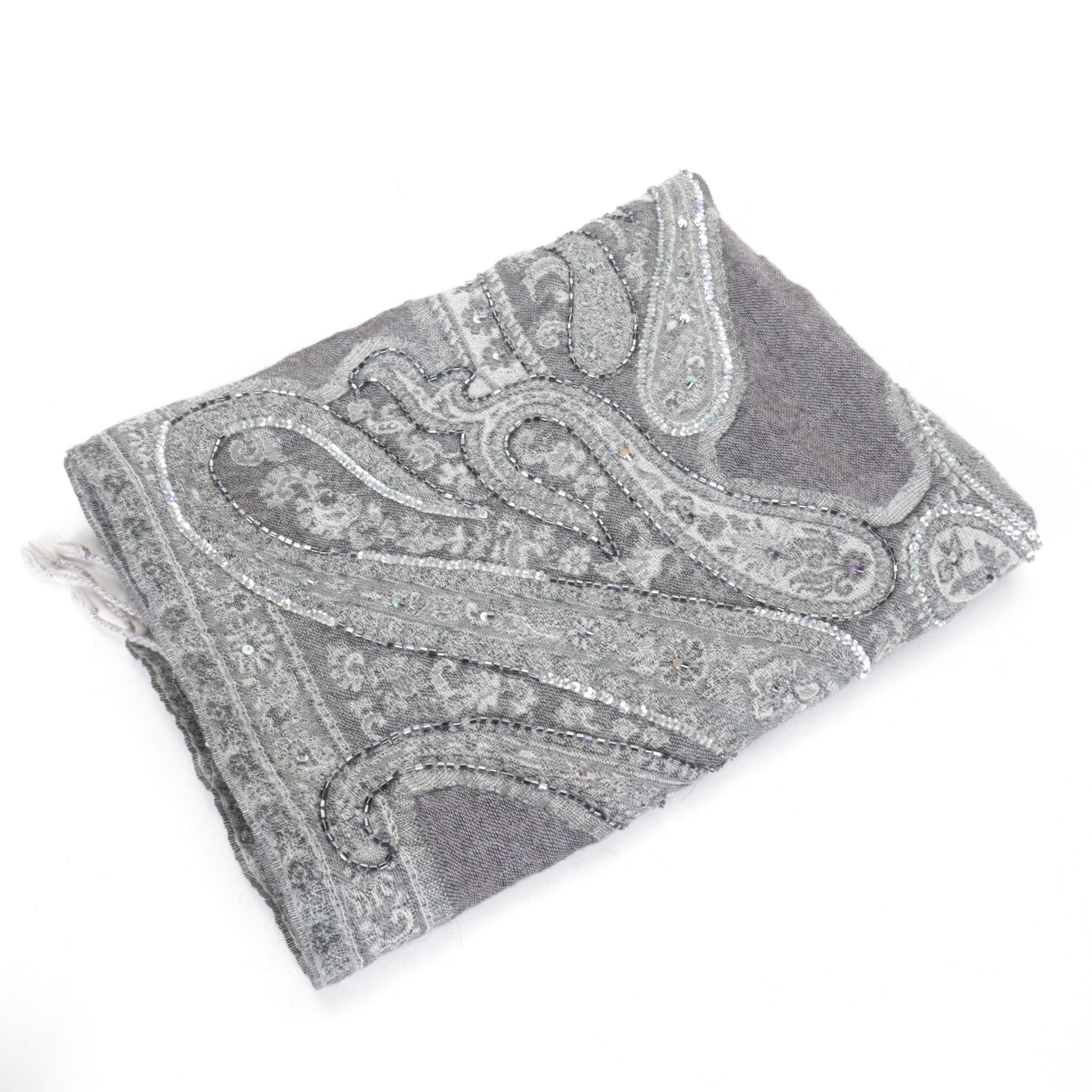 Beaded Rhinestone Peacock Clutch with Embellished and Metallic Scarves