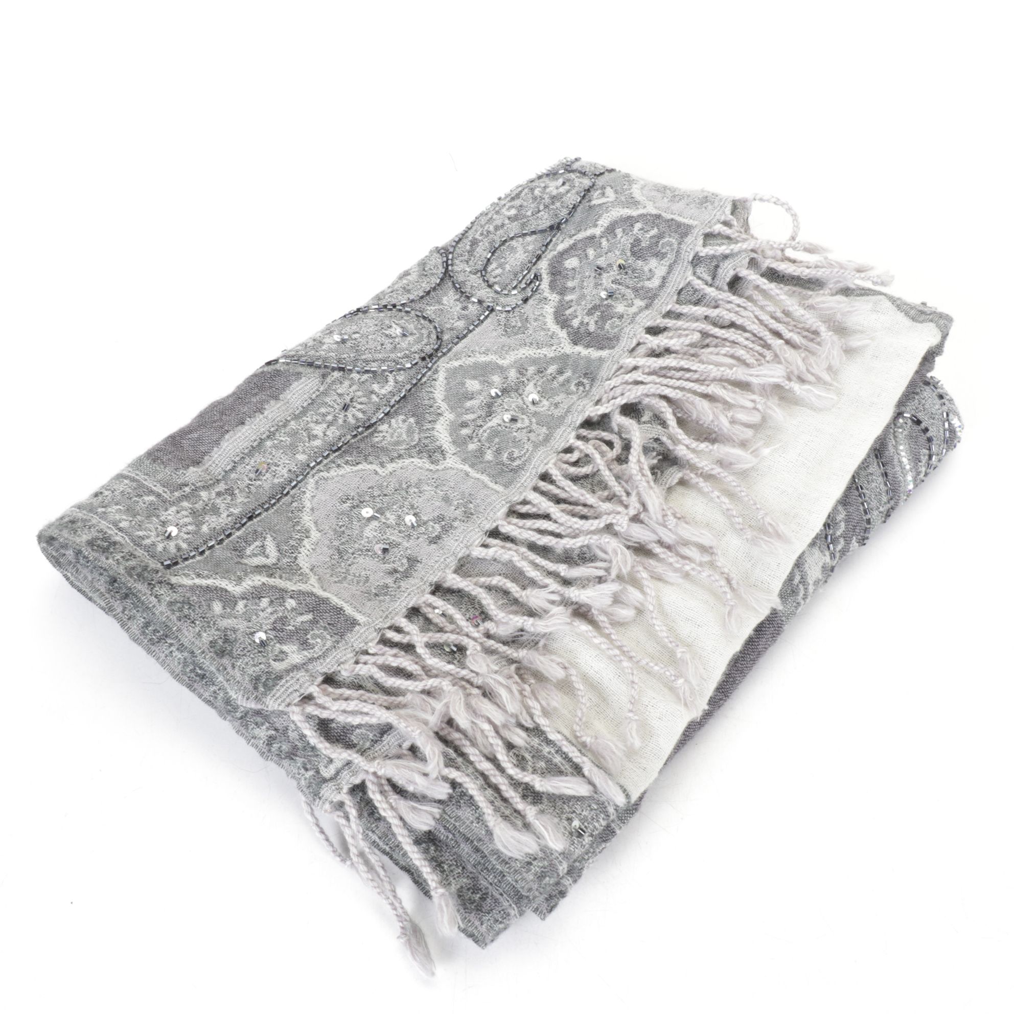 Beaded Rhinestone Peacock Clutch with Embellished and Metallic Scarves