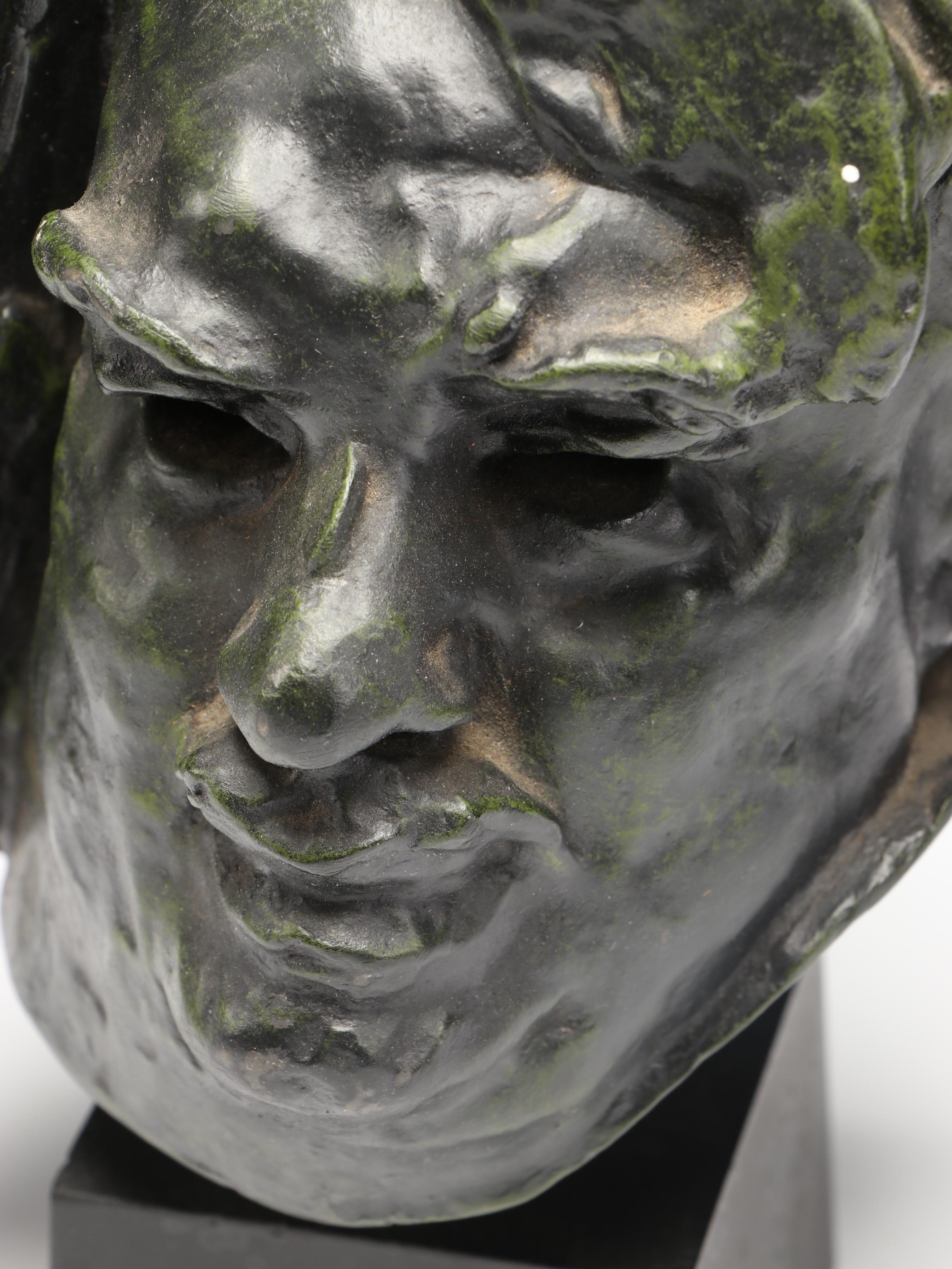 Cast Resin Sculpture After Auguste Rodin "Head of Balzac"
