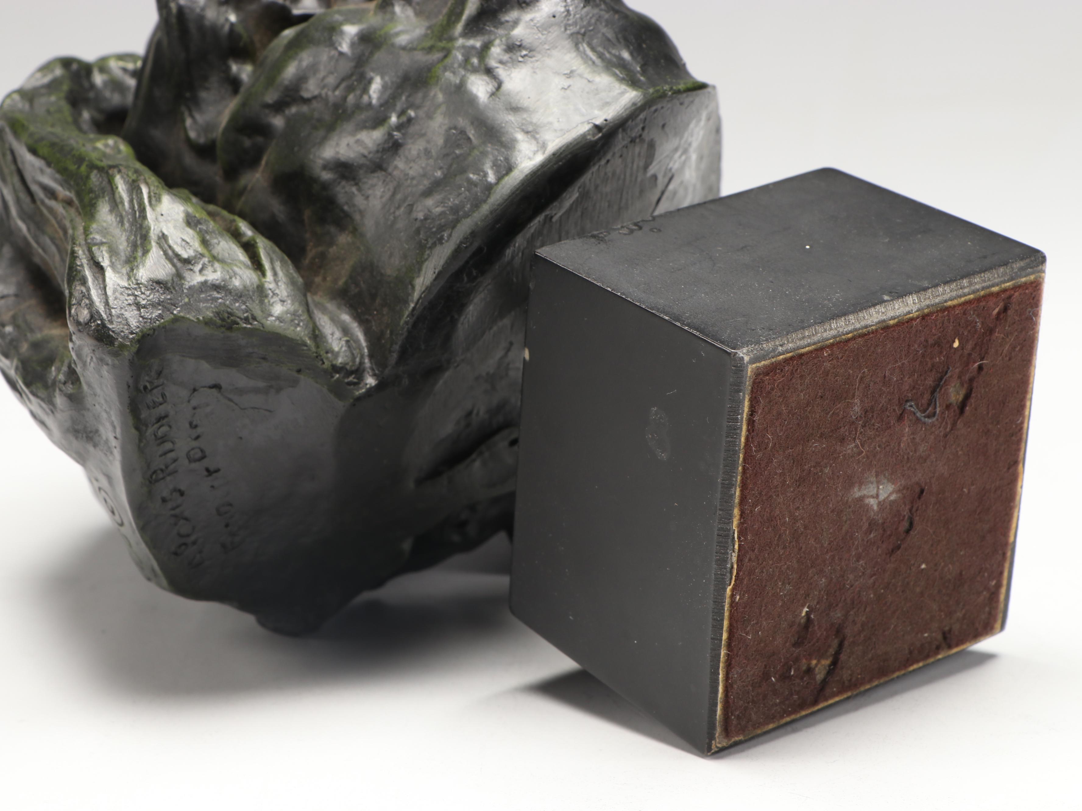 Cast Resin Sculpture After Auguste Rodin "Head of Balzac"