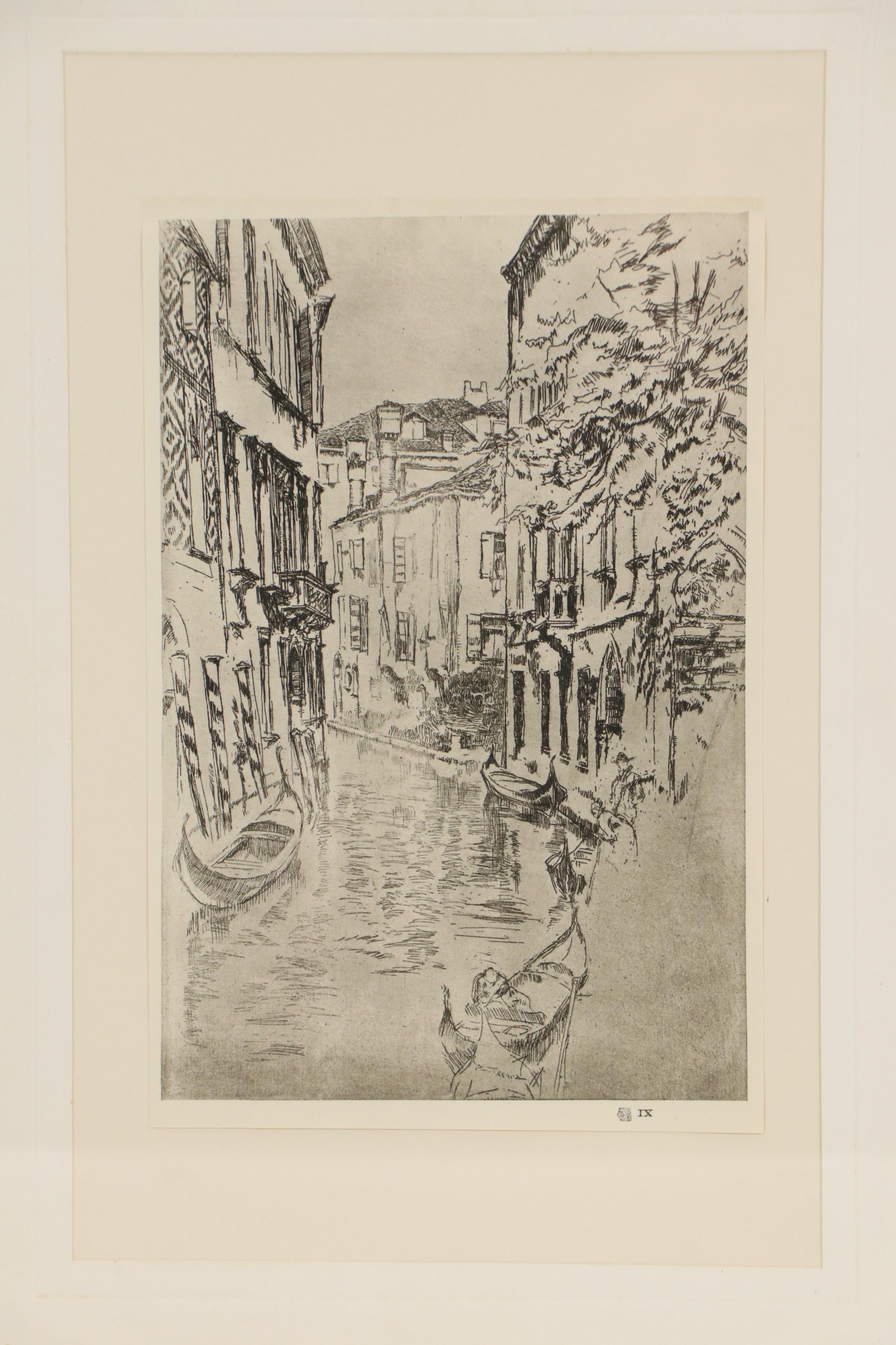 After James Abbott McNeill Whistler Rotogravures "Quiet Canal" & "The Piazzetta"