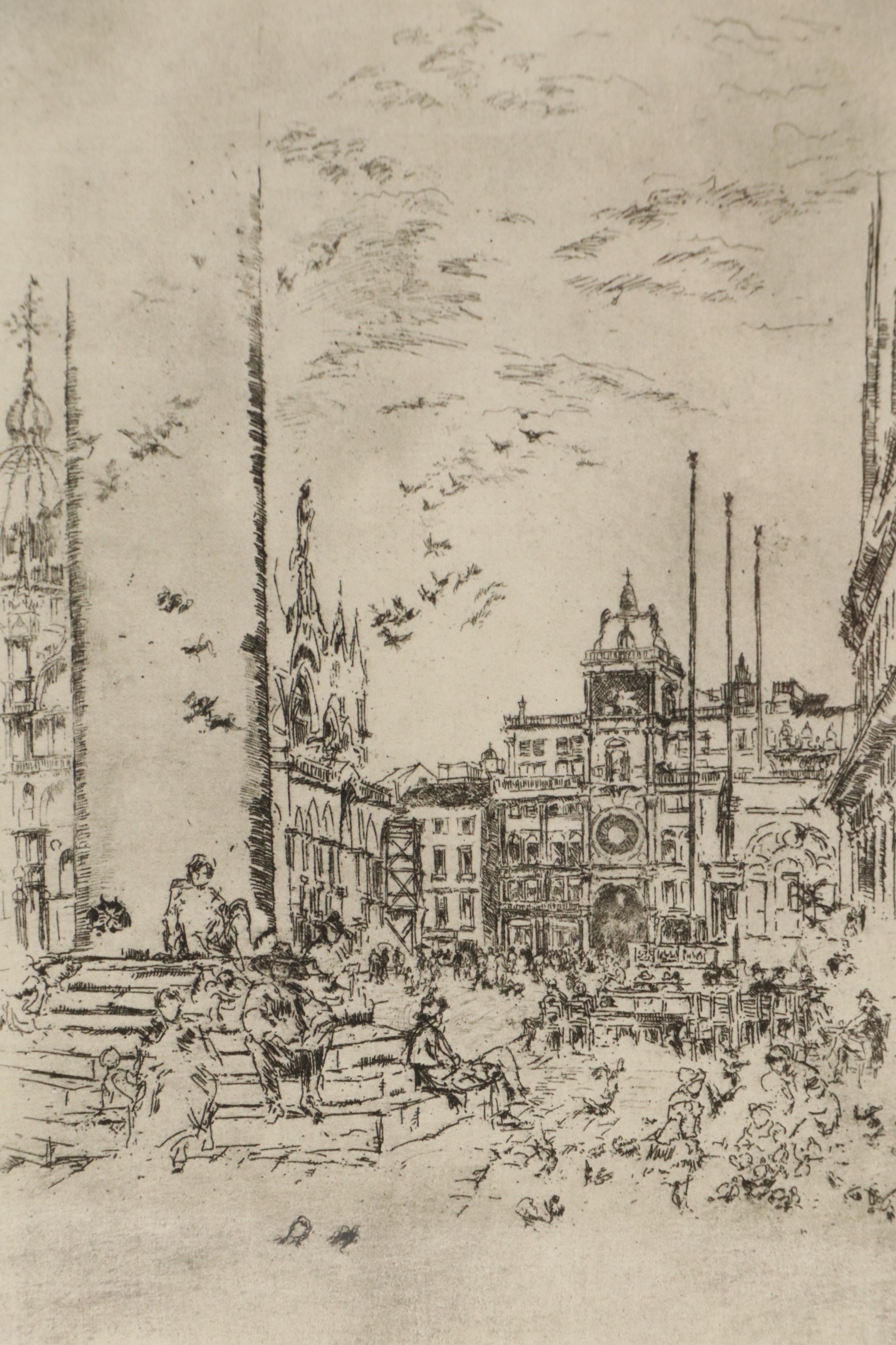 After James Abbott McNeill Whistler Rotogravures "Quiet Canal" & "The Piazzetta"