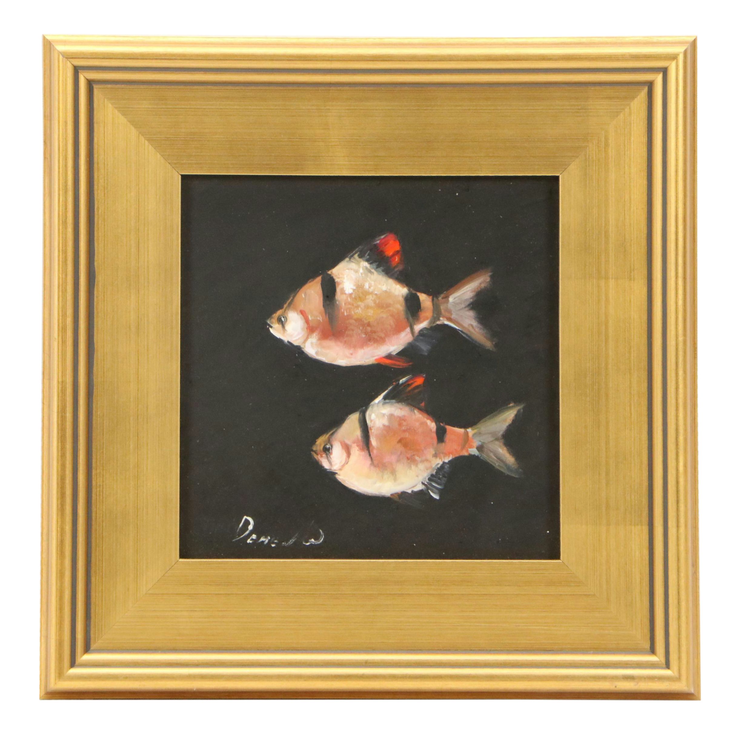 Natalie Demenko Oil Painting of Fish, 21st Century