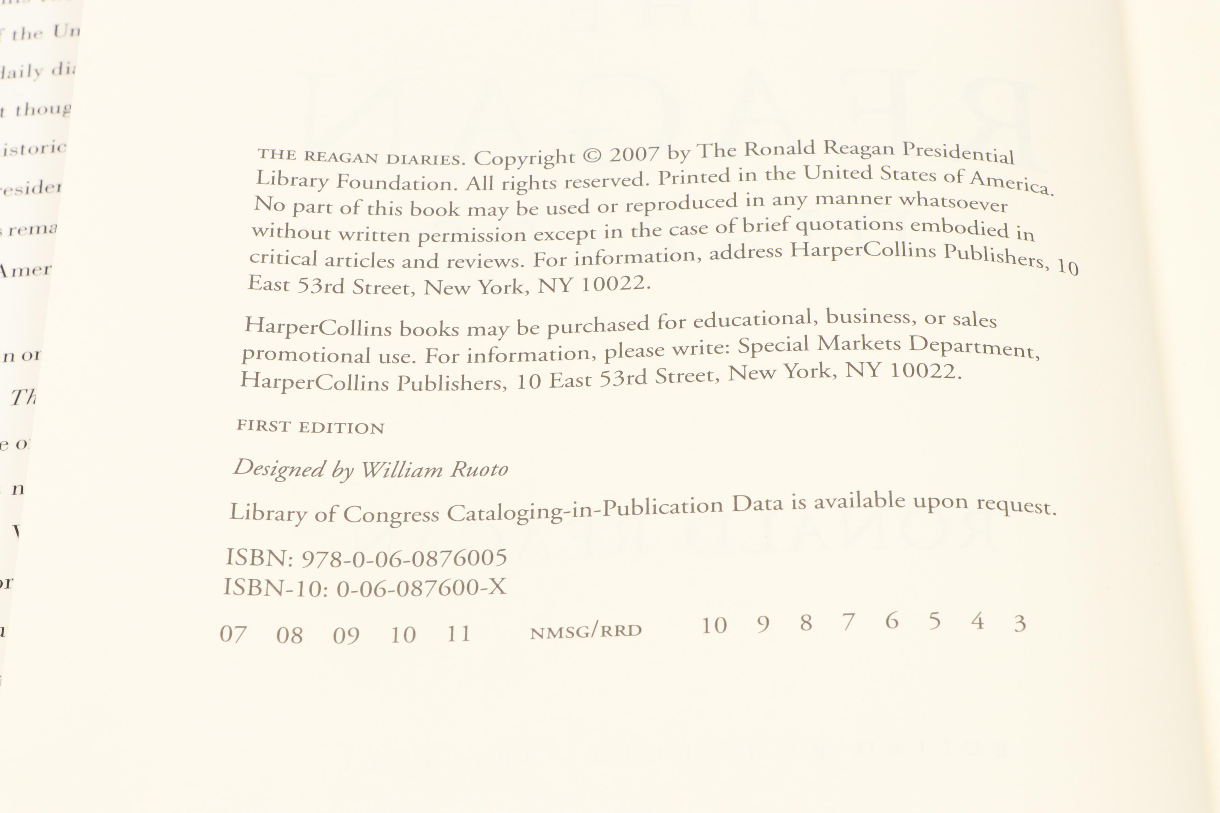 Signed First Edition "I Love You, Ronnie" by Nancy Reagan and More Books