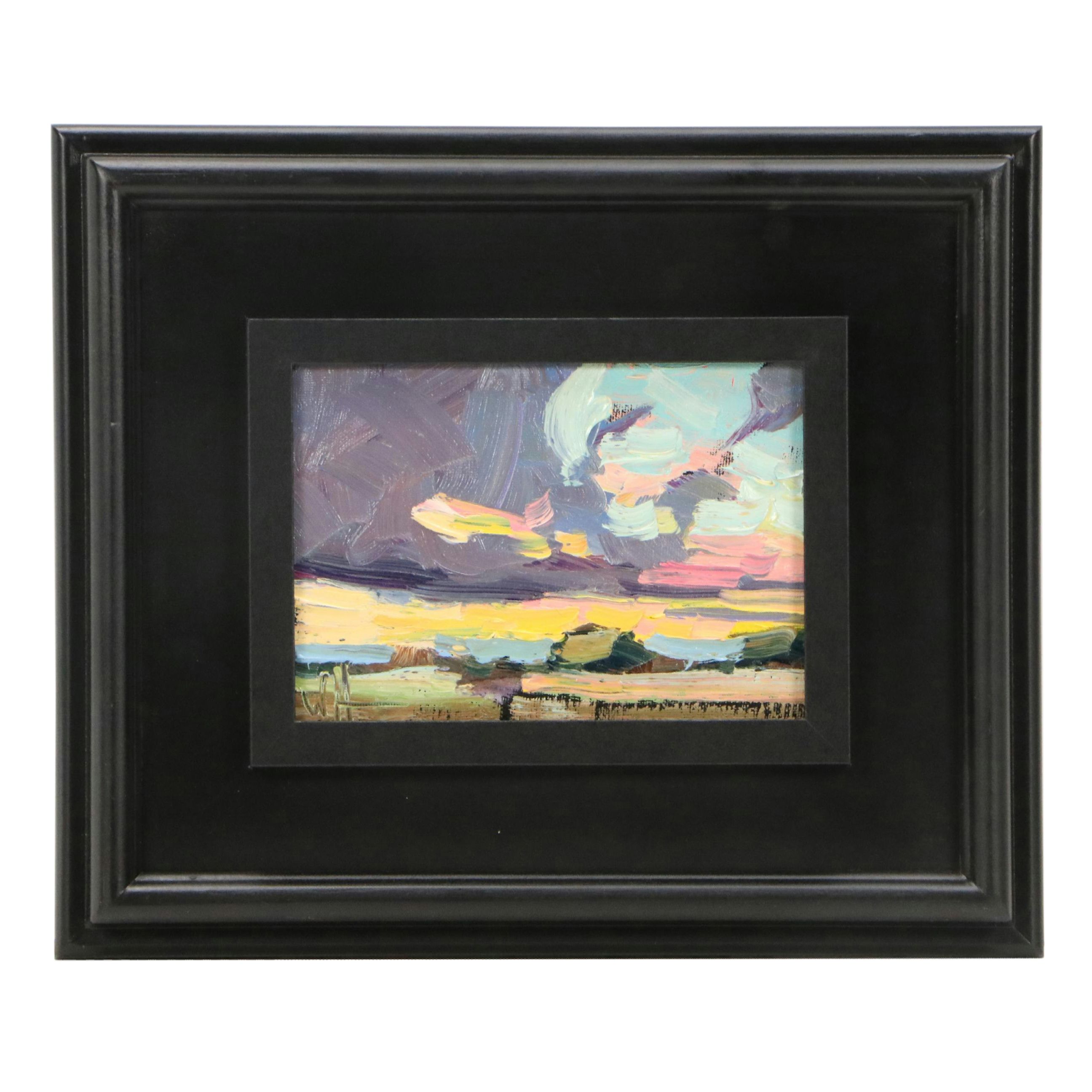 William Hawkins Oil Painting of Sunset Landscape, 21st Century