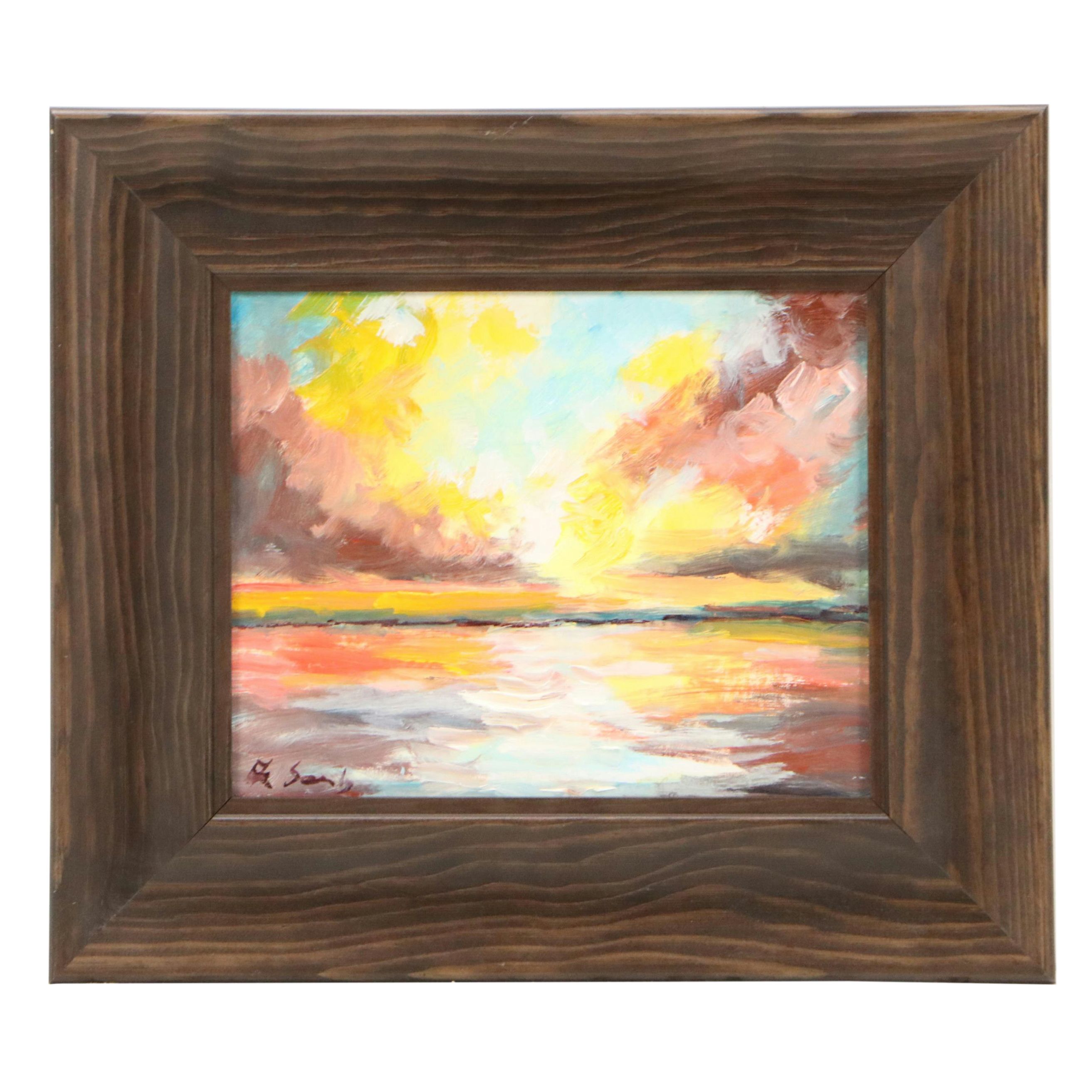 Andrew Semberecki Oil Painting "Sunset Landscape," 2024