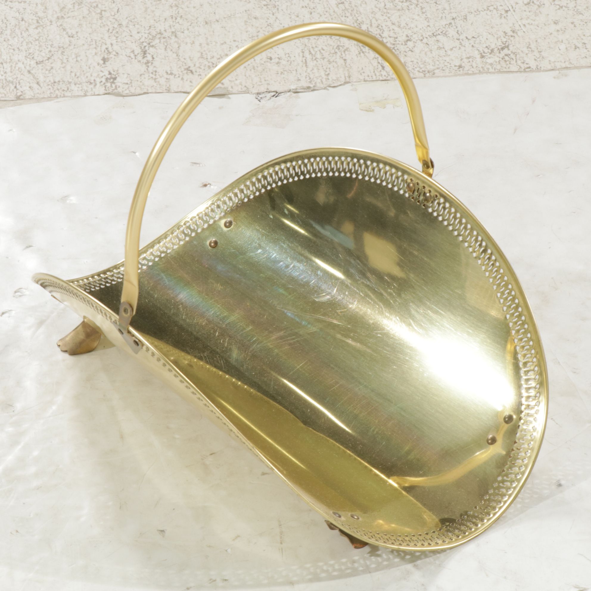 Lacquered Brass Firewood Basket