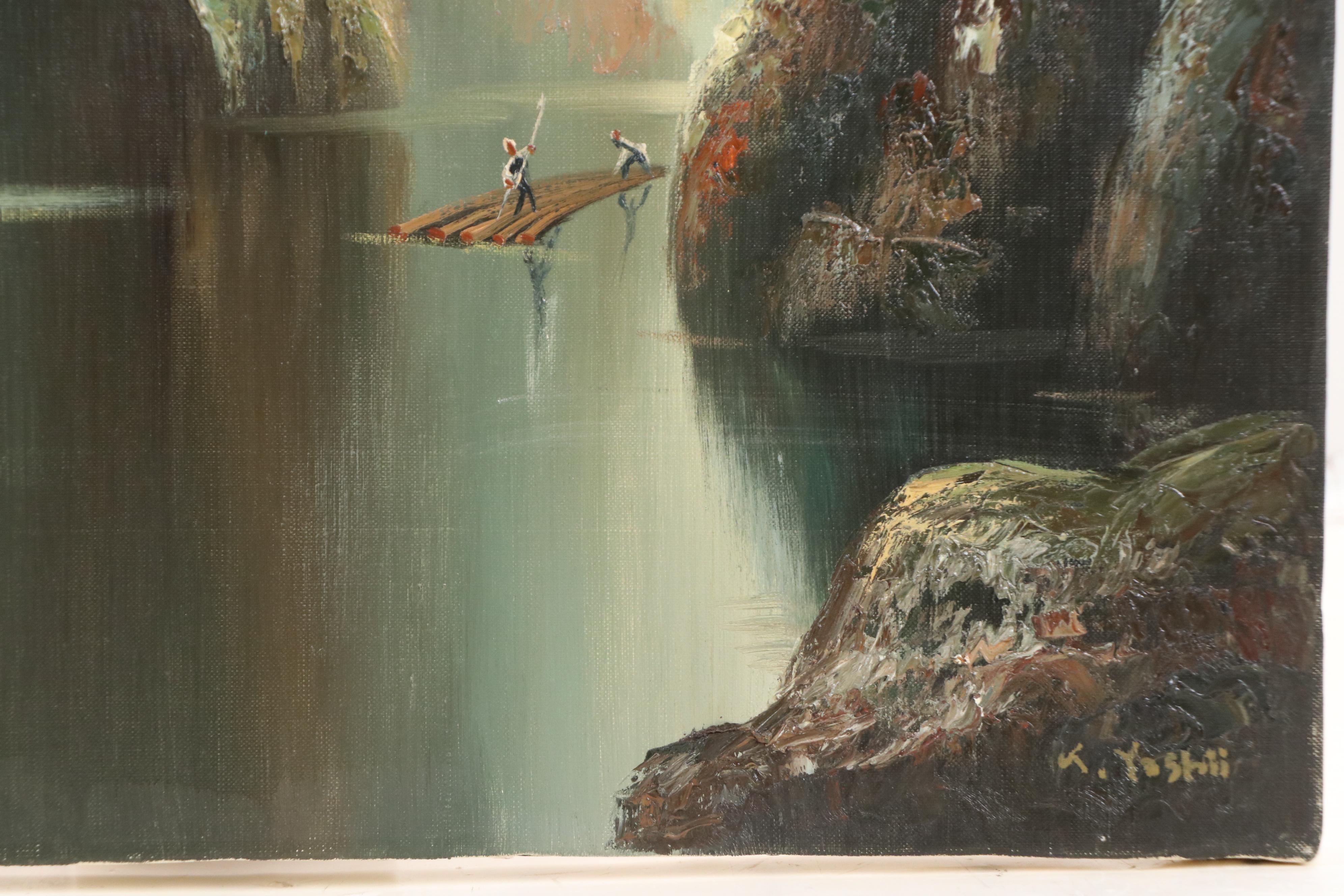 K. Yoshii Impasto Oil Painting of River Landscape