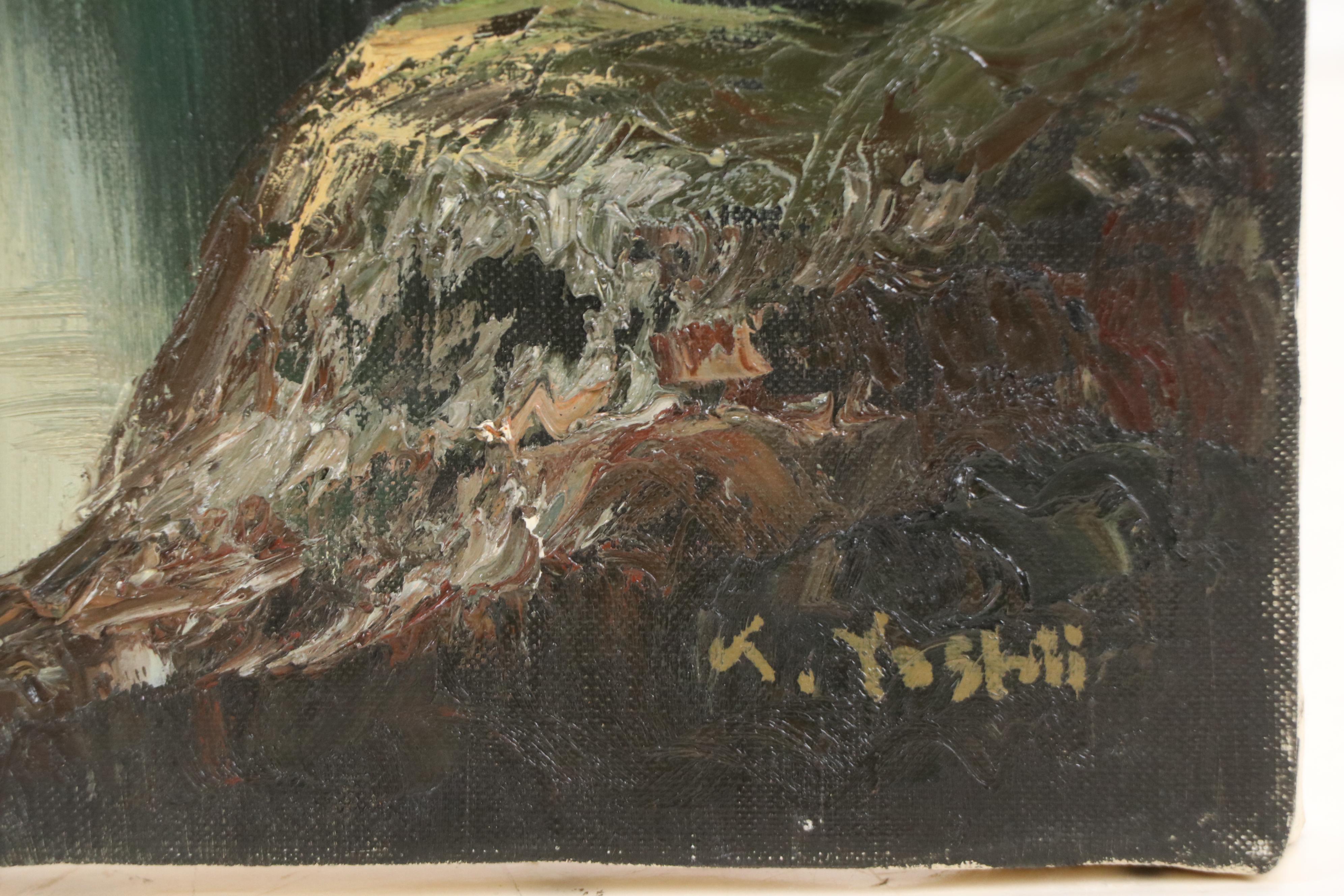 K. Yoshii Impasto Oil Painting of River Landscape