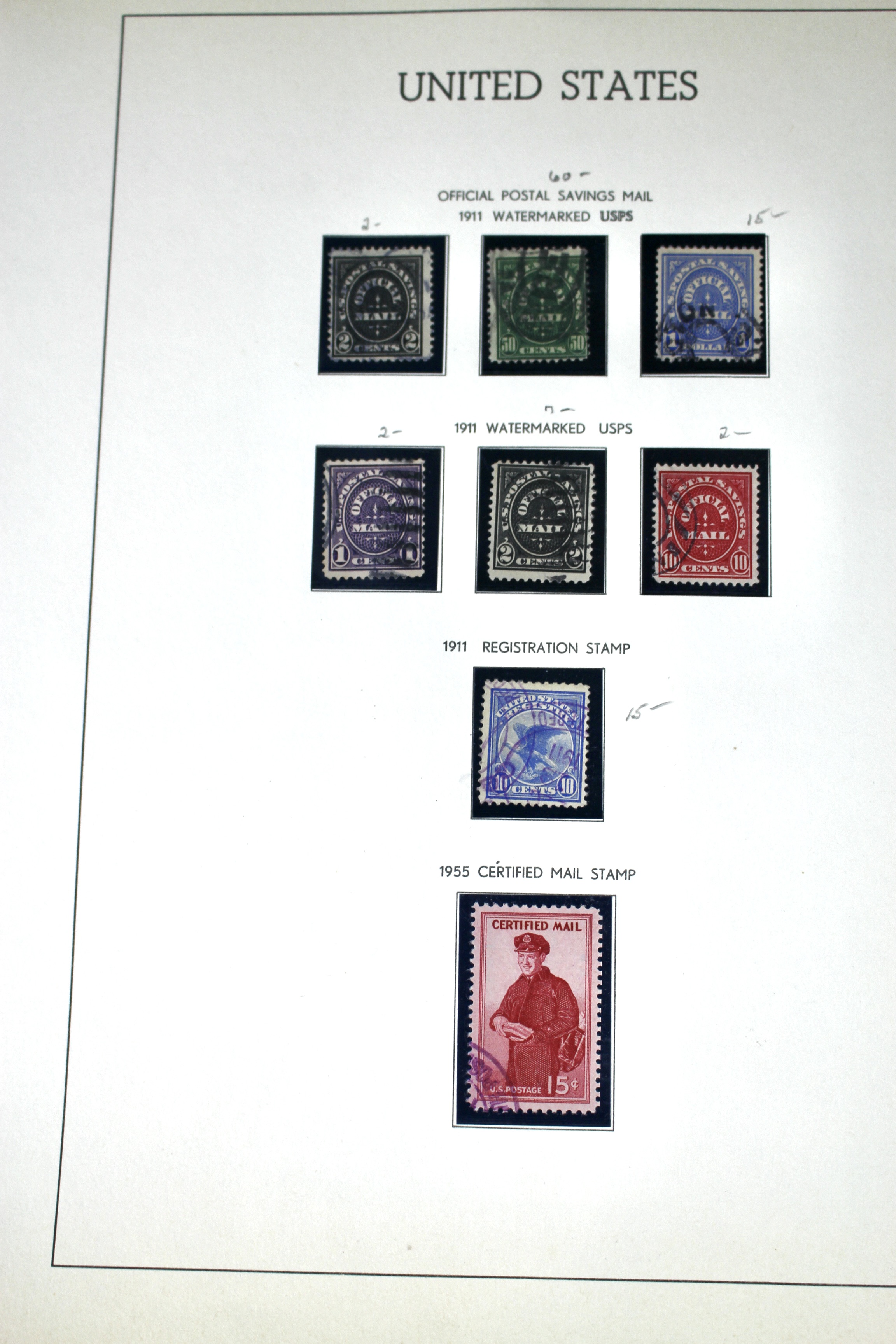 Back of the Book U.S. Postage Stamp Collection