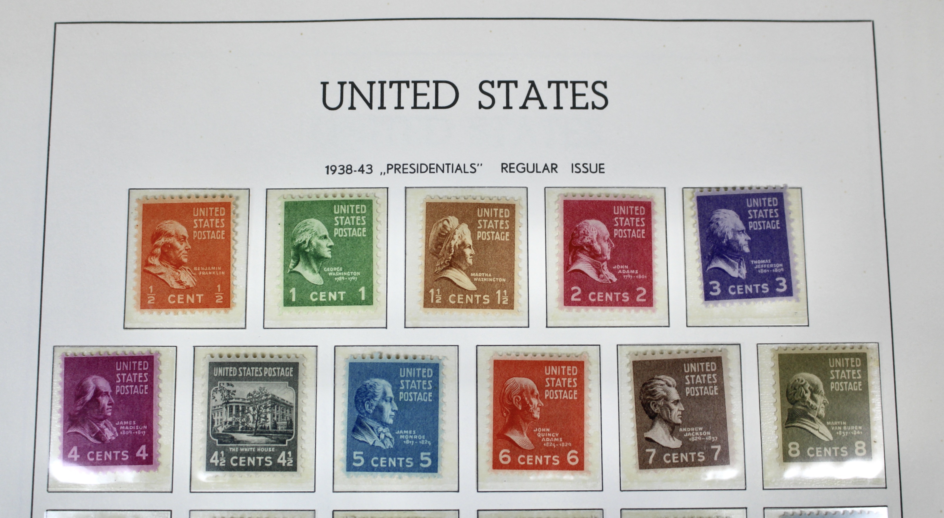 Two Complete Regular Issue Stamp Sets Through $5, 1938 and 1954, MNH