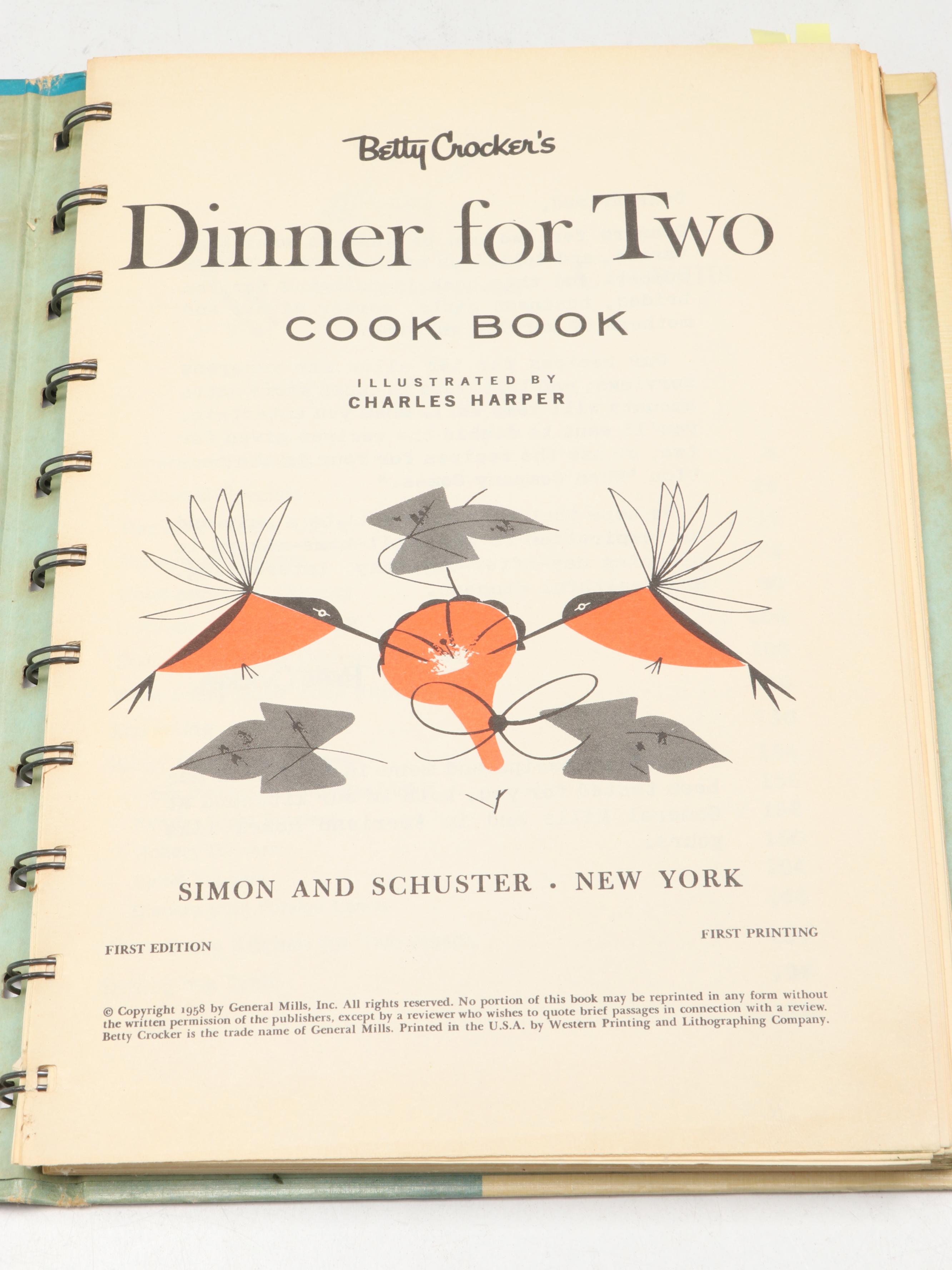 Charley Harper Illustrated First Edition "Betty Crocker's Dinner for Two," 1958
