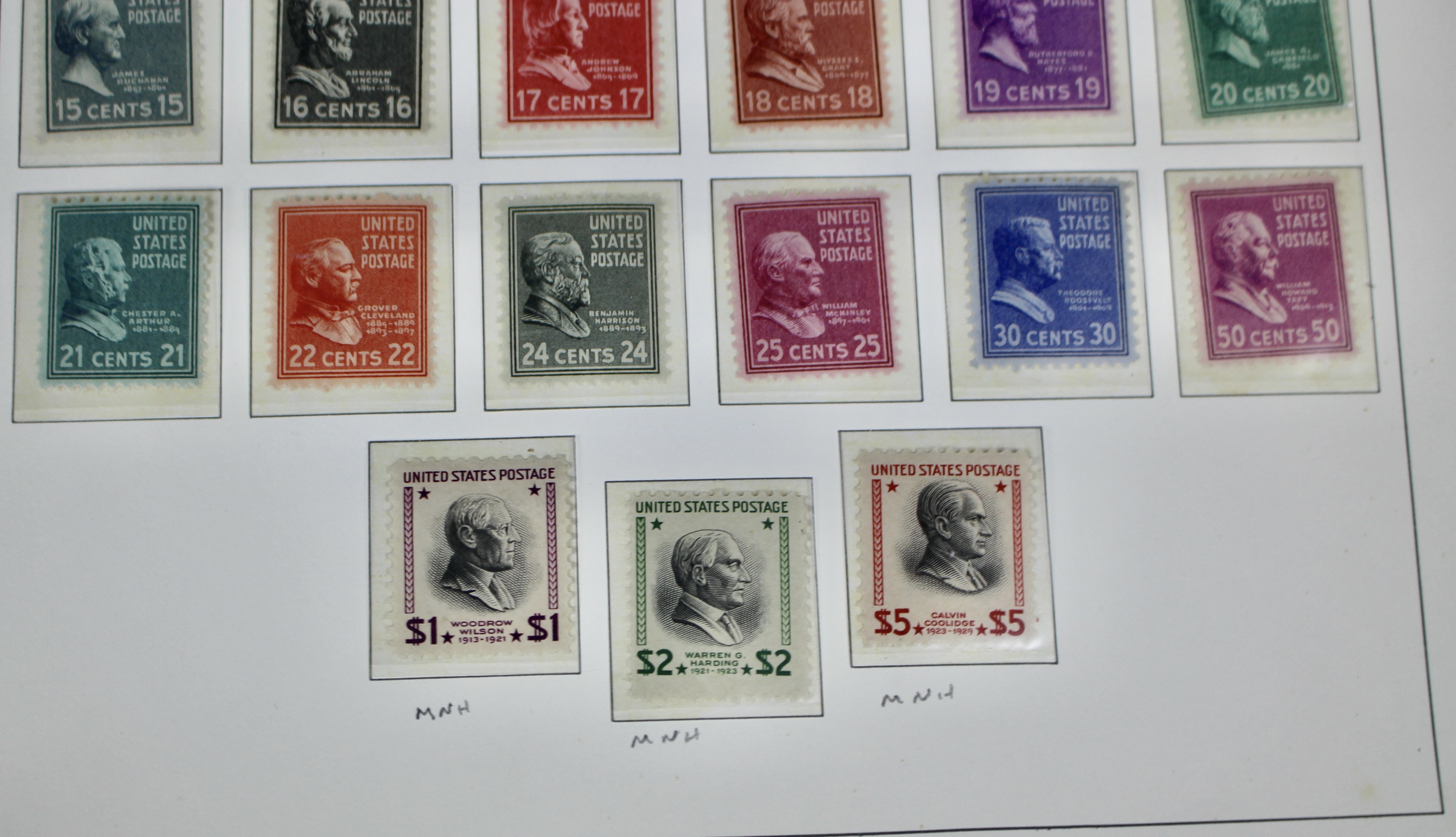 Two Complete Regular Issue Stamp Sets Through $5, 1938 and 1954, MNH