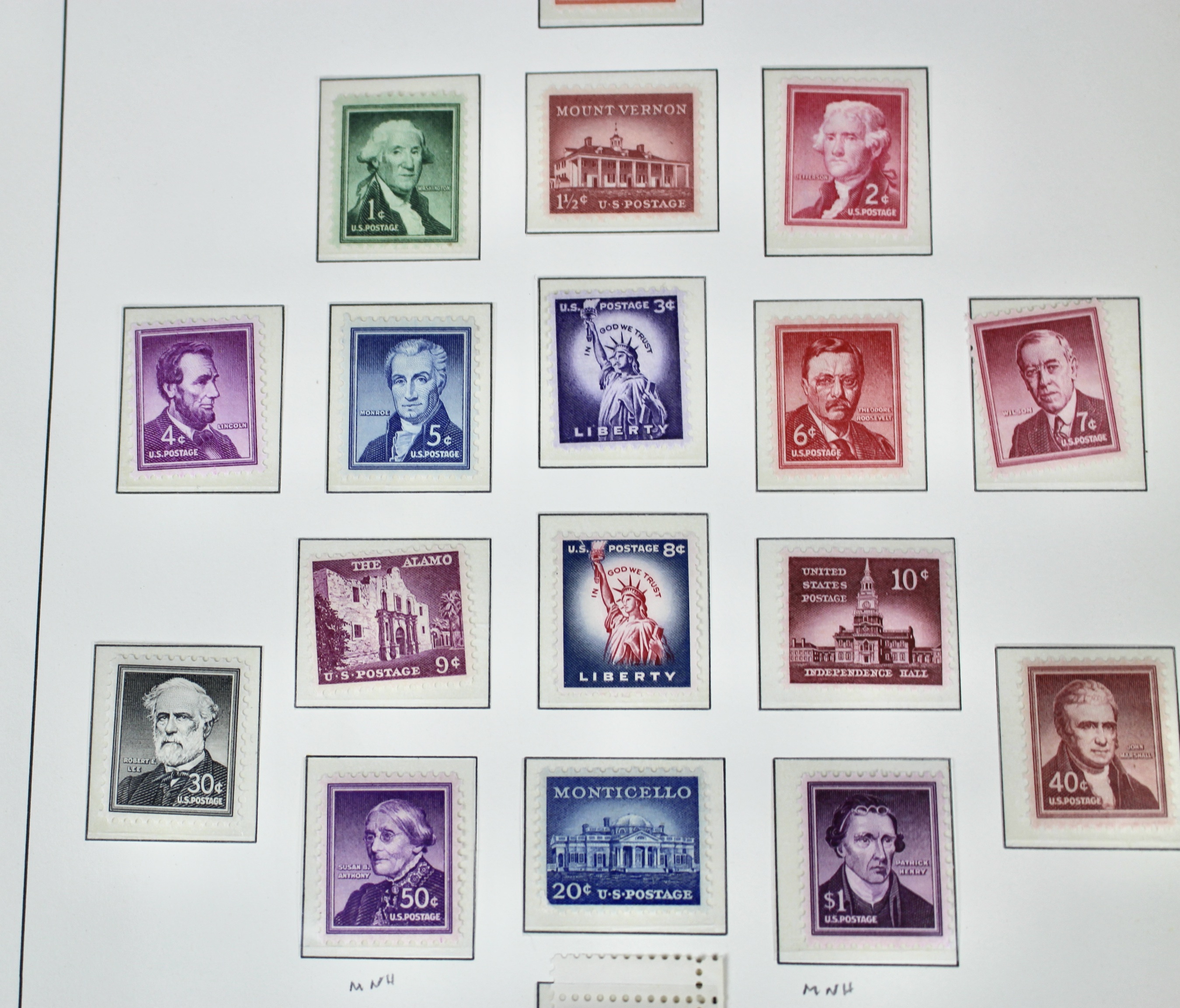 Two Complete Regular Issue Stamp Sets Through $5, 1938 and 1954, MNH