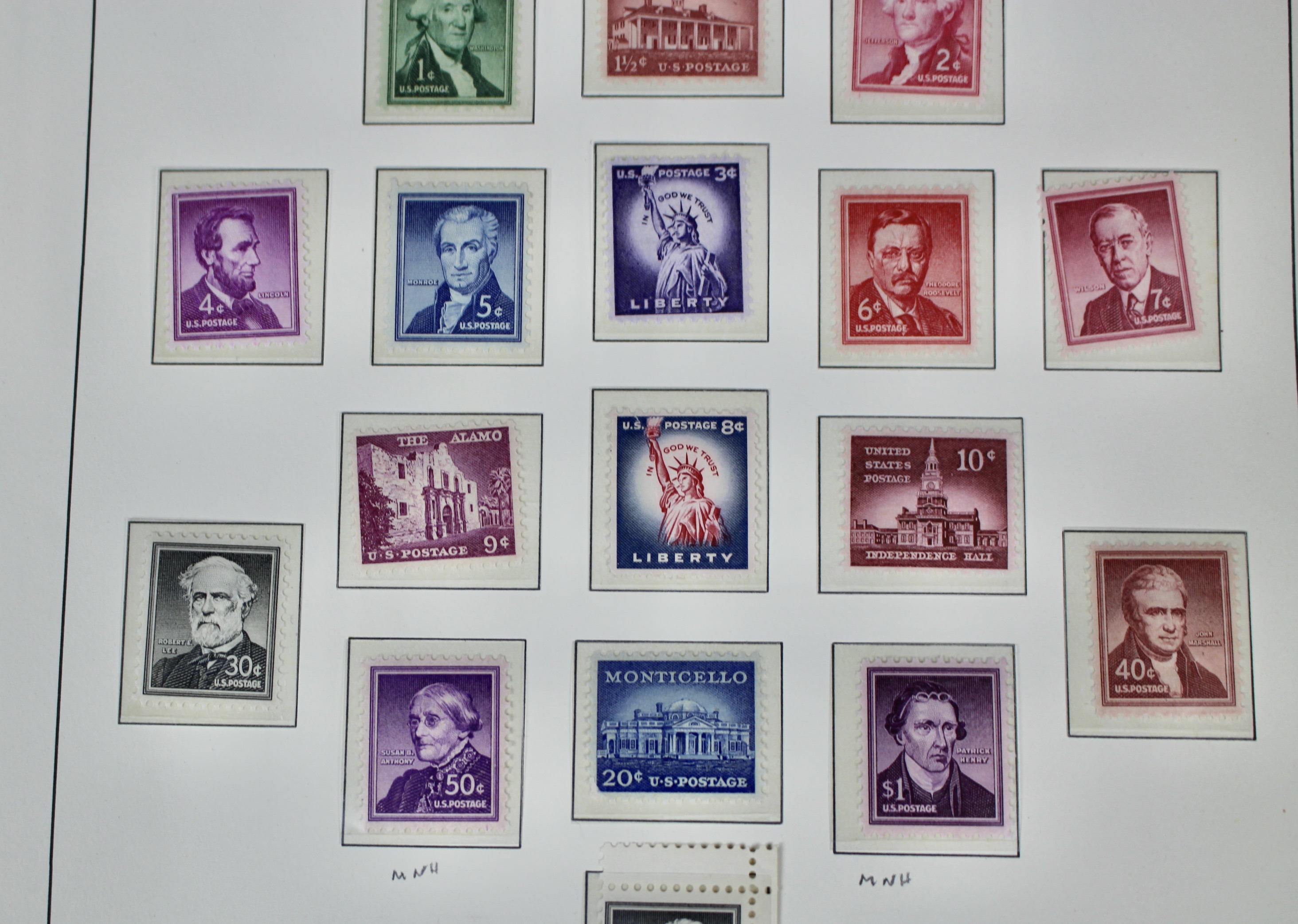 Two Complete Regular Issue Stamp Sets Through $5, 1938 and 1954, MNH