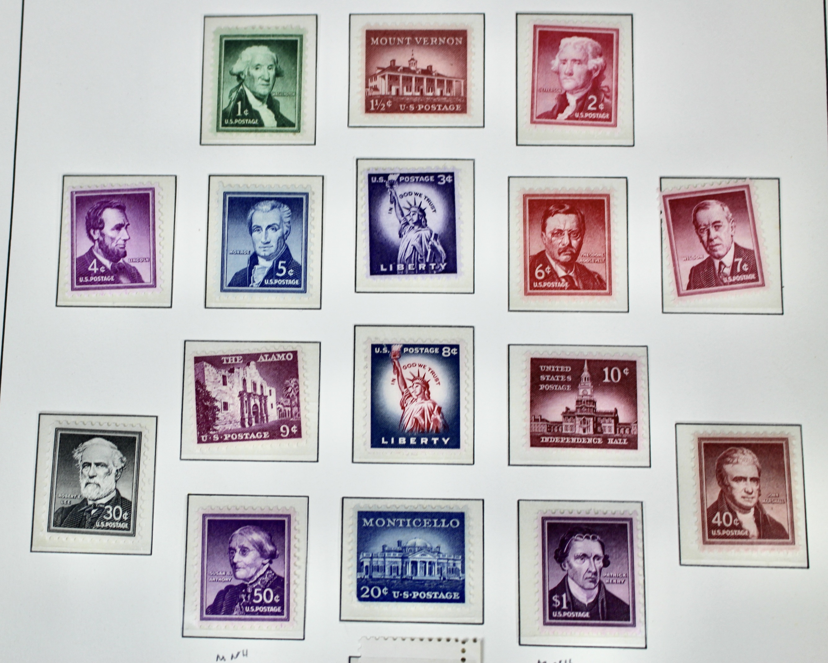 Two Complete Regular Issue Stamp Sets Through $5, 1938 and 1954, MNH