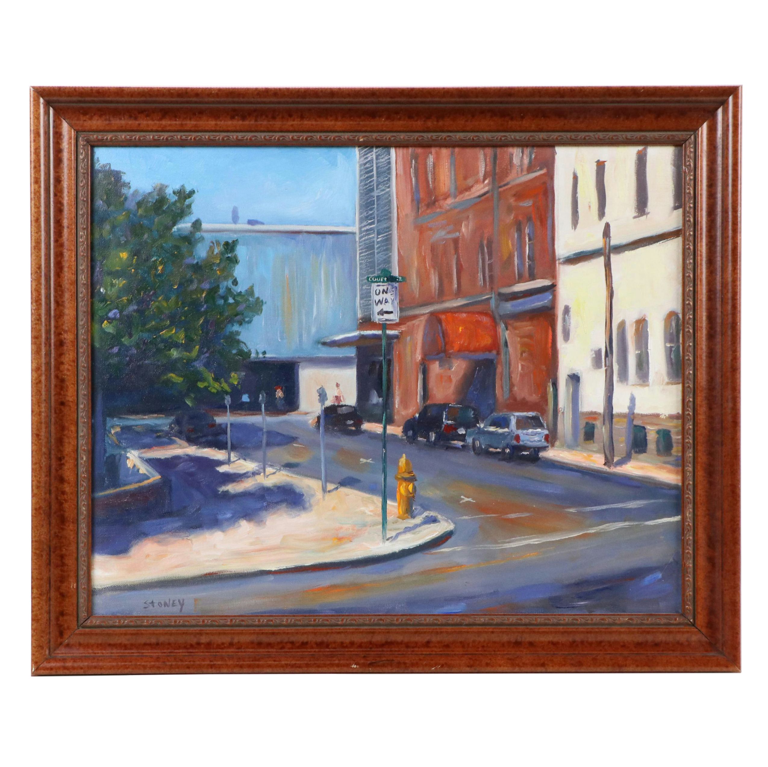 Stoney Roberts Oil Painting "One Way," Late 20th Century