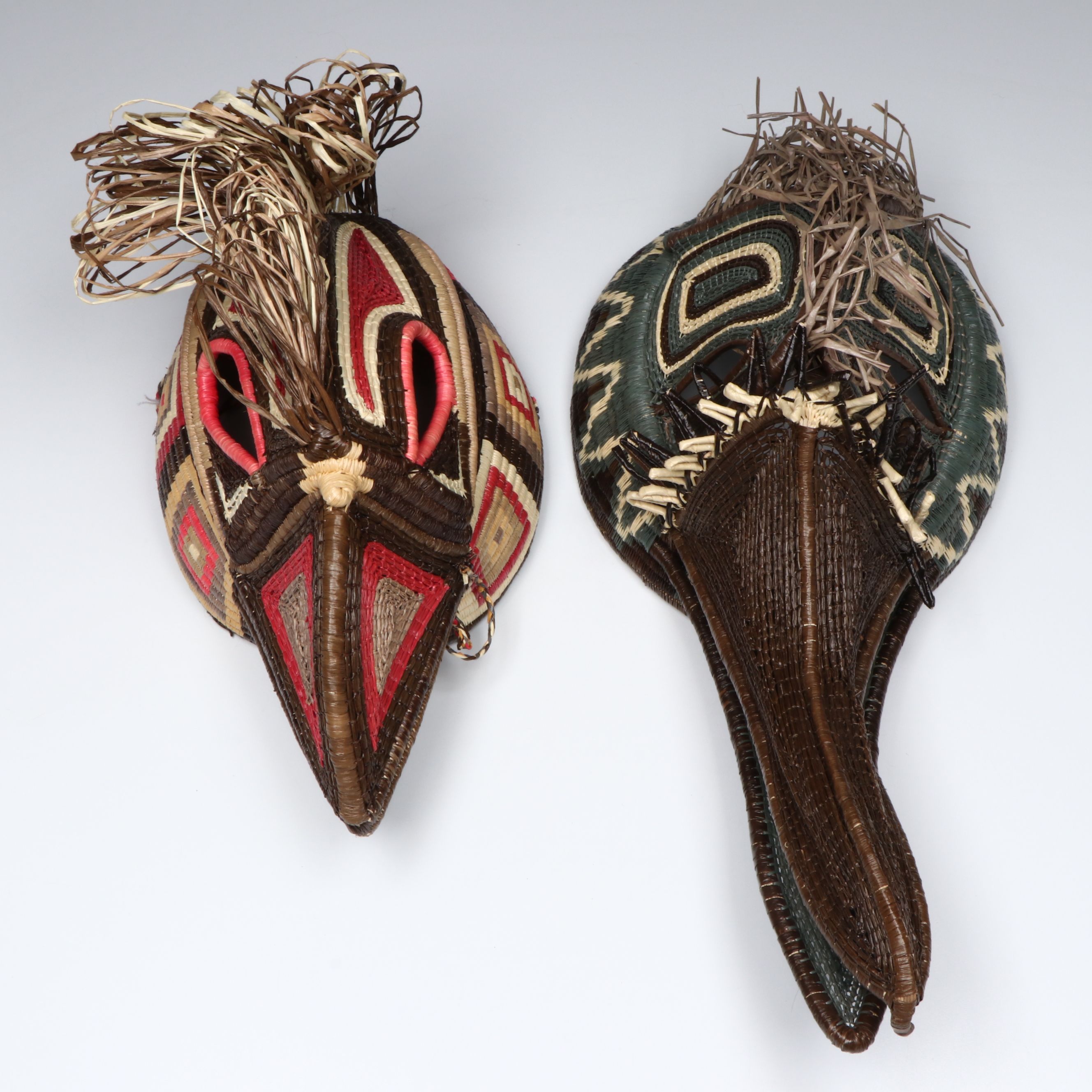 Panamanian Emberá-Wounaan Chunga Fiber Eagle and Other Basketry Bird Mask