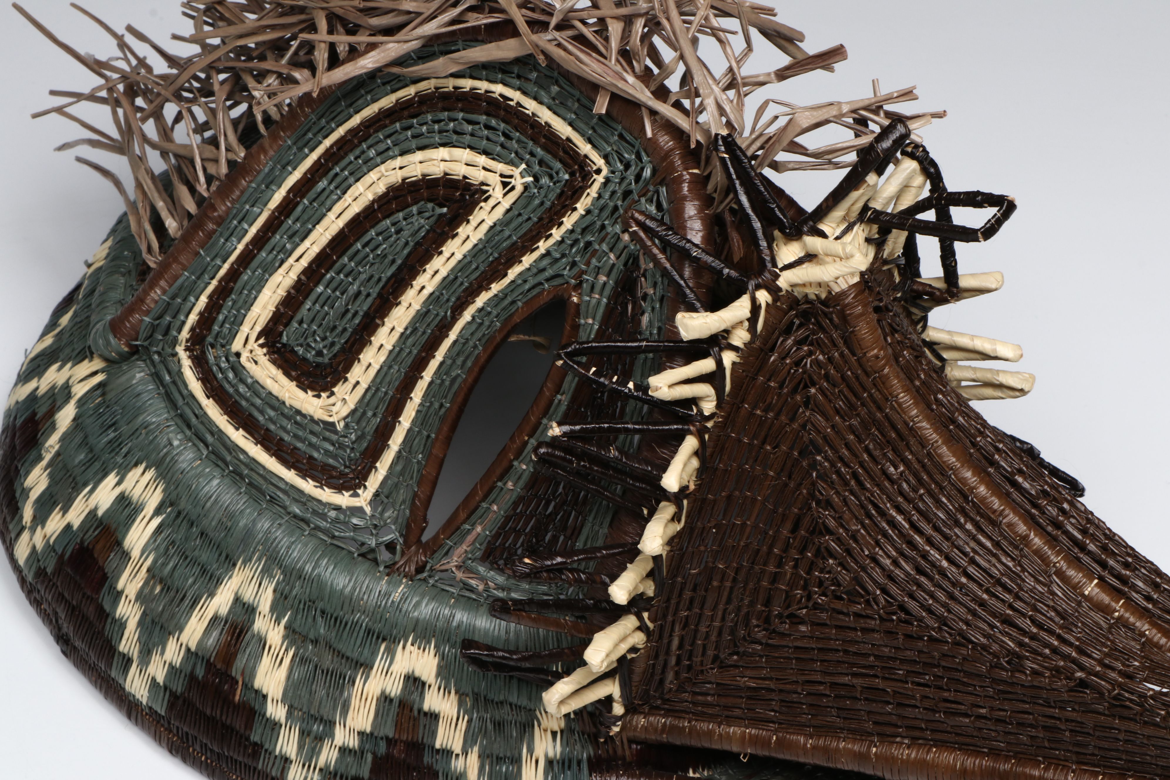 Panamanian Emberá-Wounaan Chunga Fiber Eagle and Other Basketry Bird Mask