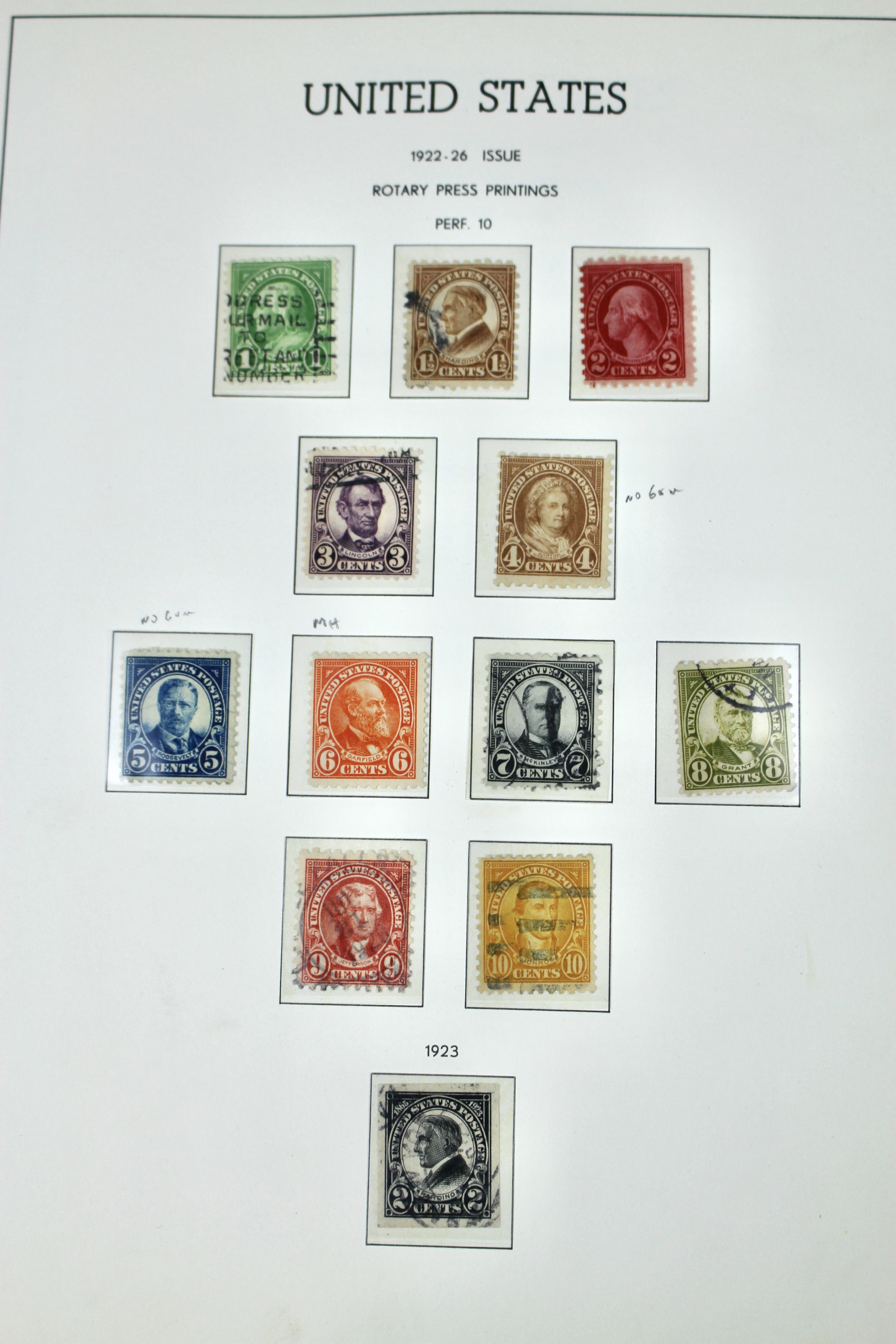 U.S. Postage Stamp Collection, 1906 to 1931